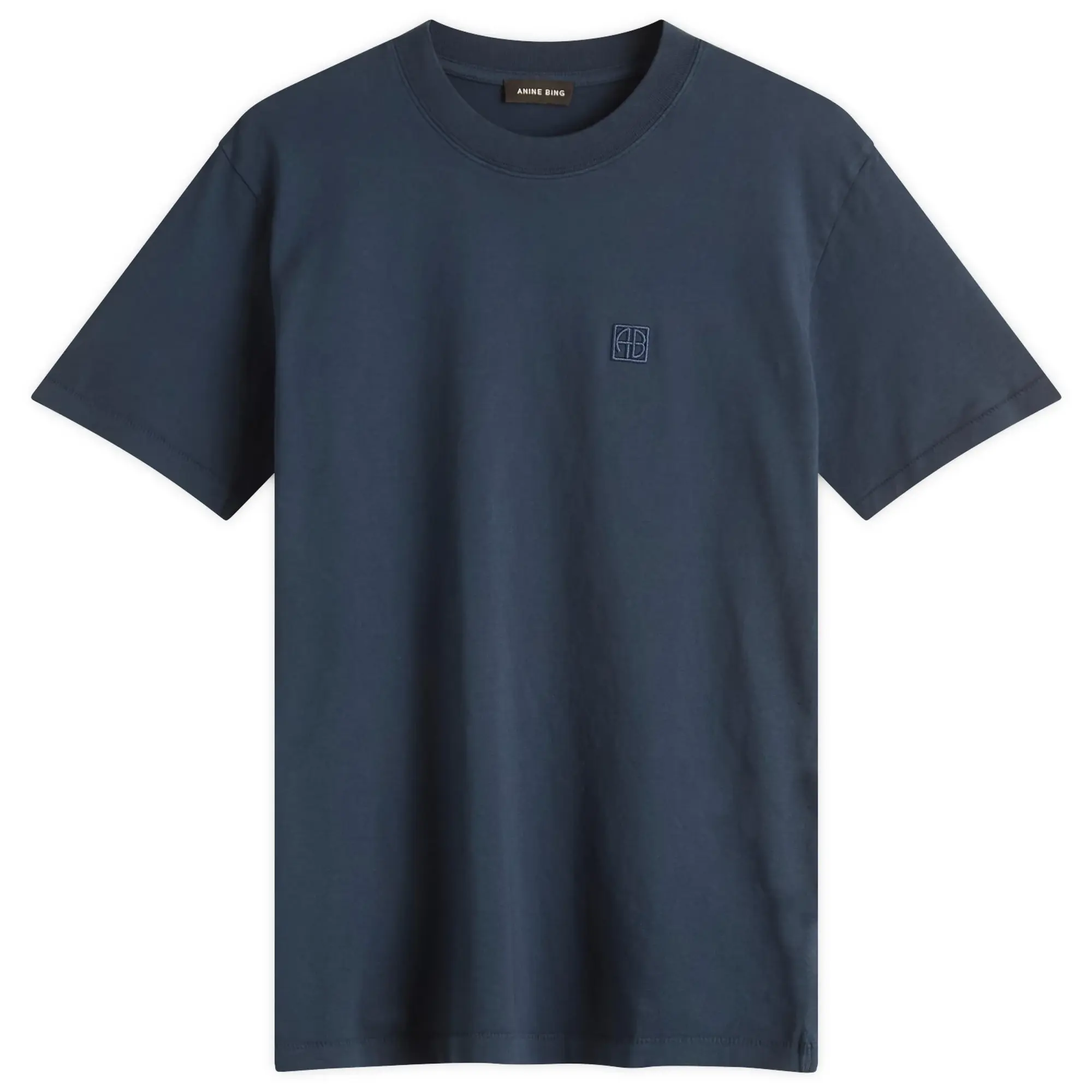 Anine Bing Women's Lili Framed Monogram T-Shirt Washed Navy