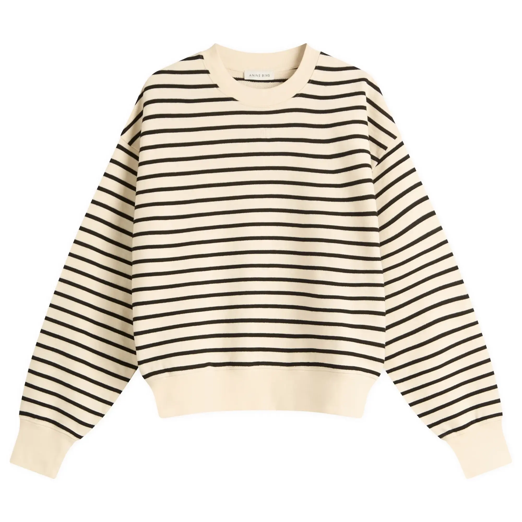 Anine Bing Women's Dean Stripe Sweatshirt Black Stripe French Terry