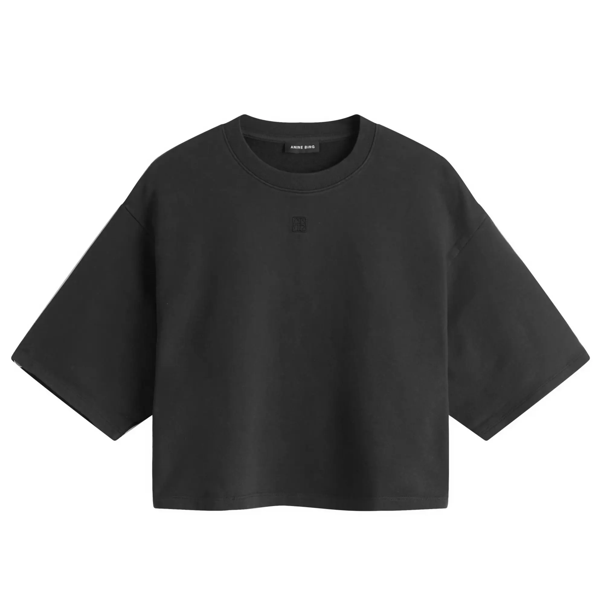 Anine Bing Women's Myers Cropped T-Shirt Faded Black French Terry