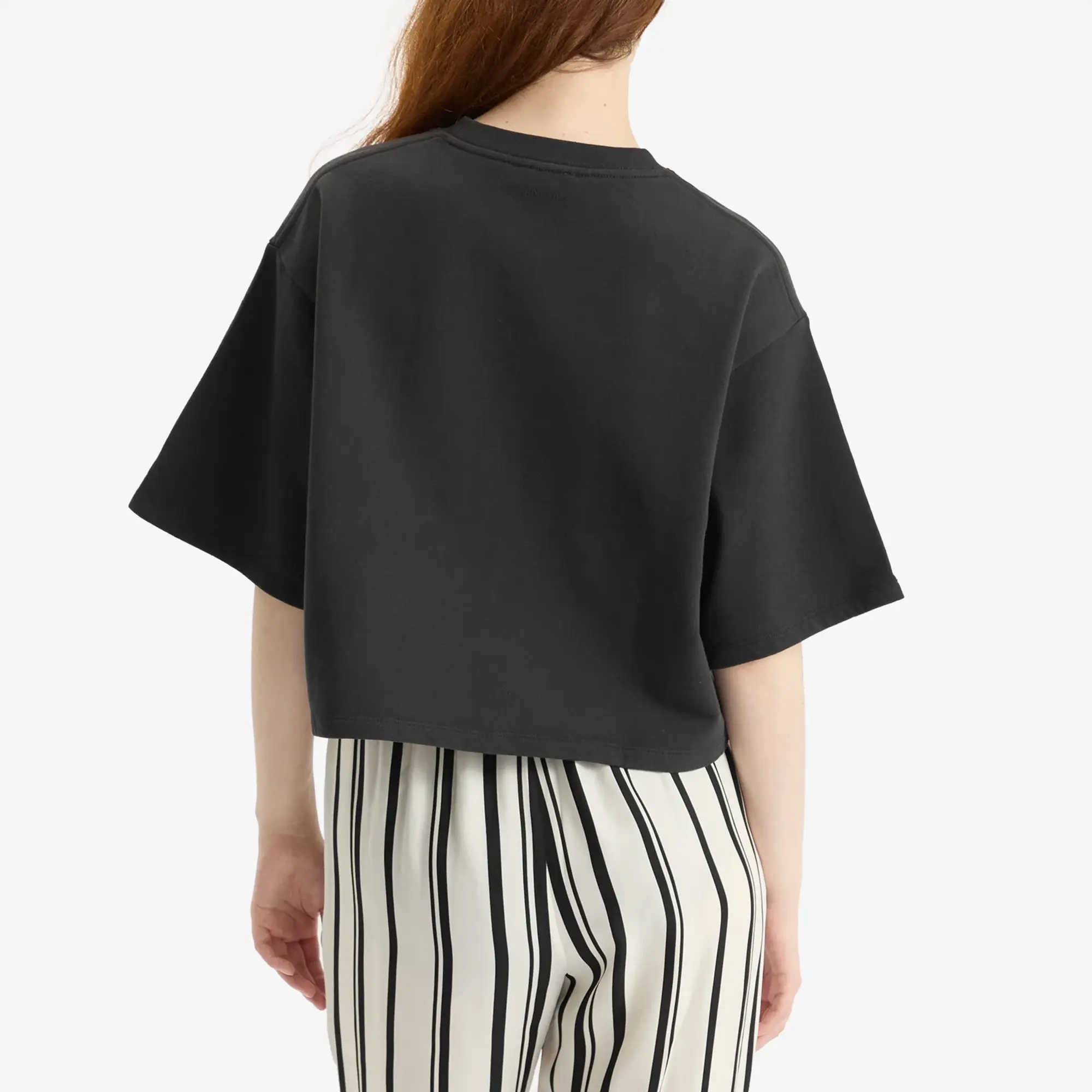 Anine Bing Women's Myers Cropped T-Shirt Faded Black French Terry