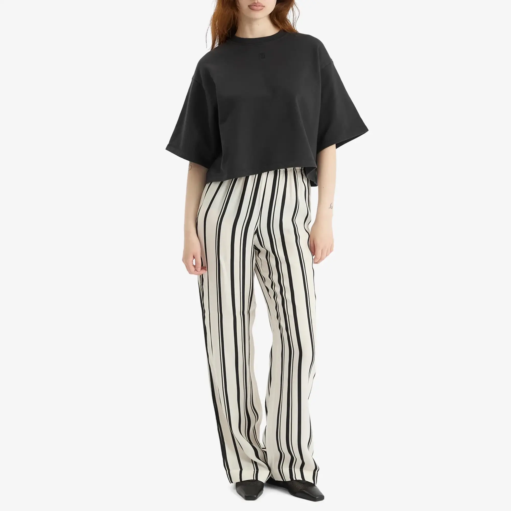 Anine Bing Women's Myers Cropped T-Shirt Faded Black French Terry