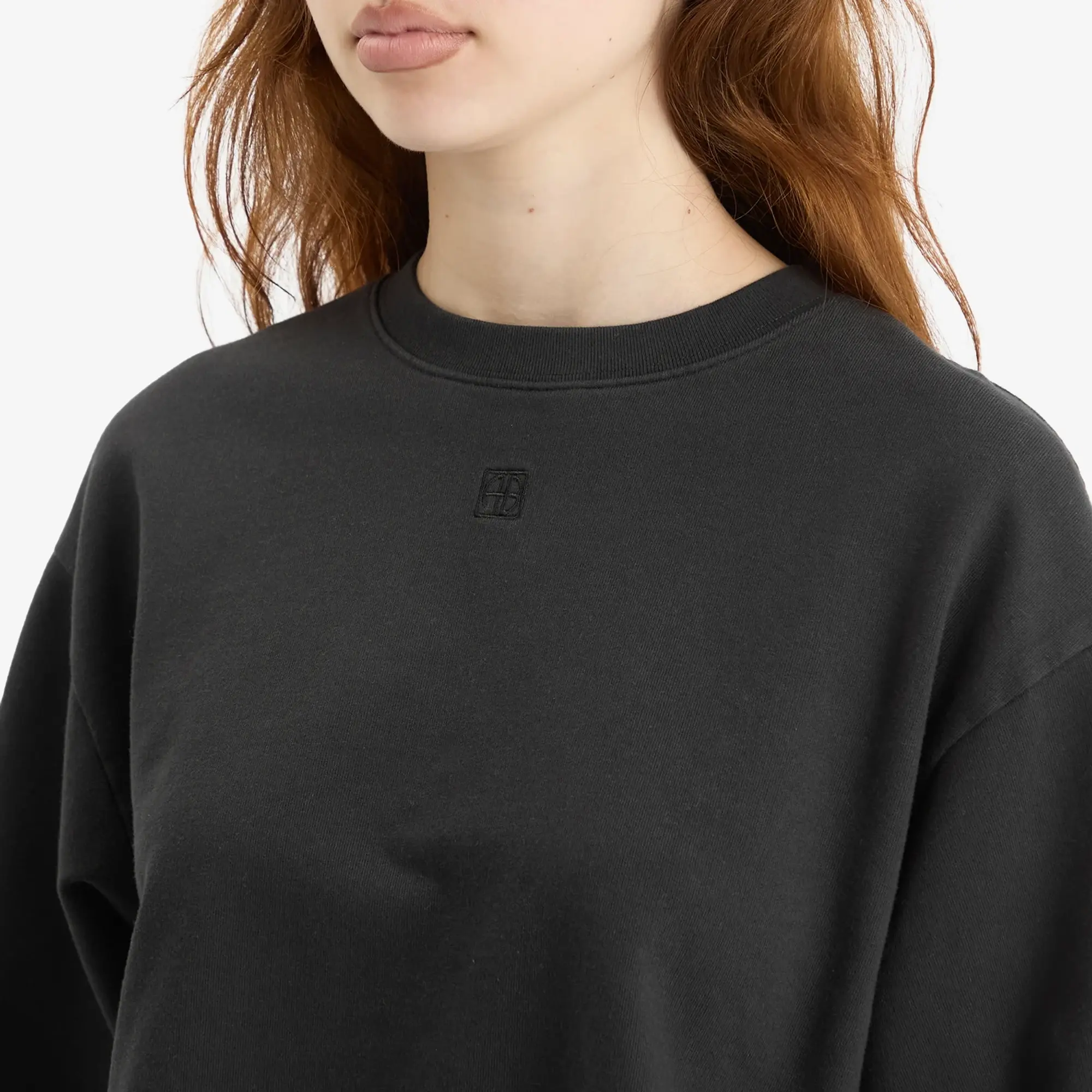 Anine Bing Women's Myers Cropped T-Shirt Faded Black French Terry