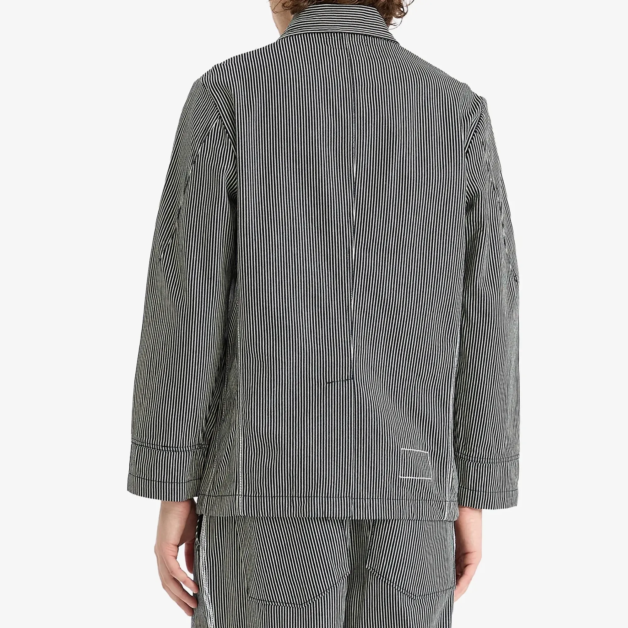 Universal Works Men's Hickory Stripe Original Bakers Jacket Indigo