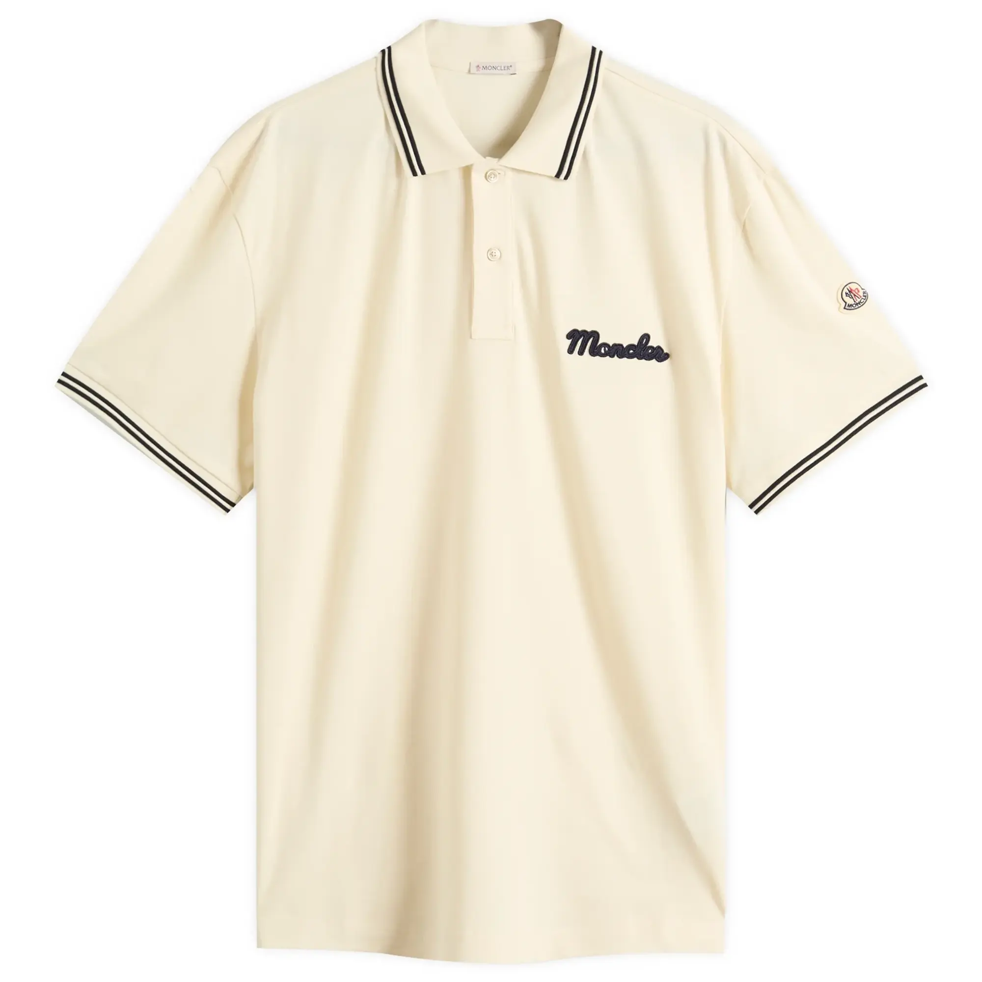 Moncler Men's Short Sleeve Logo Polo White