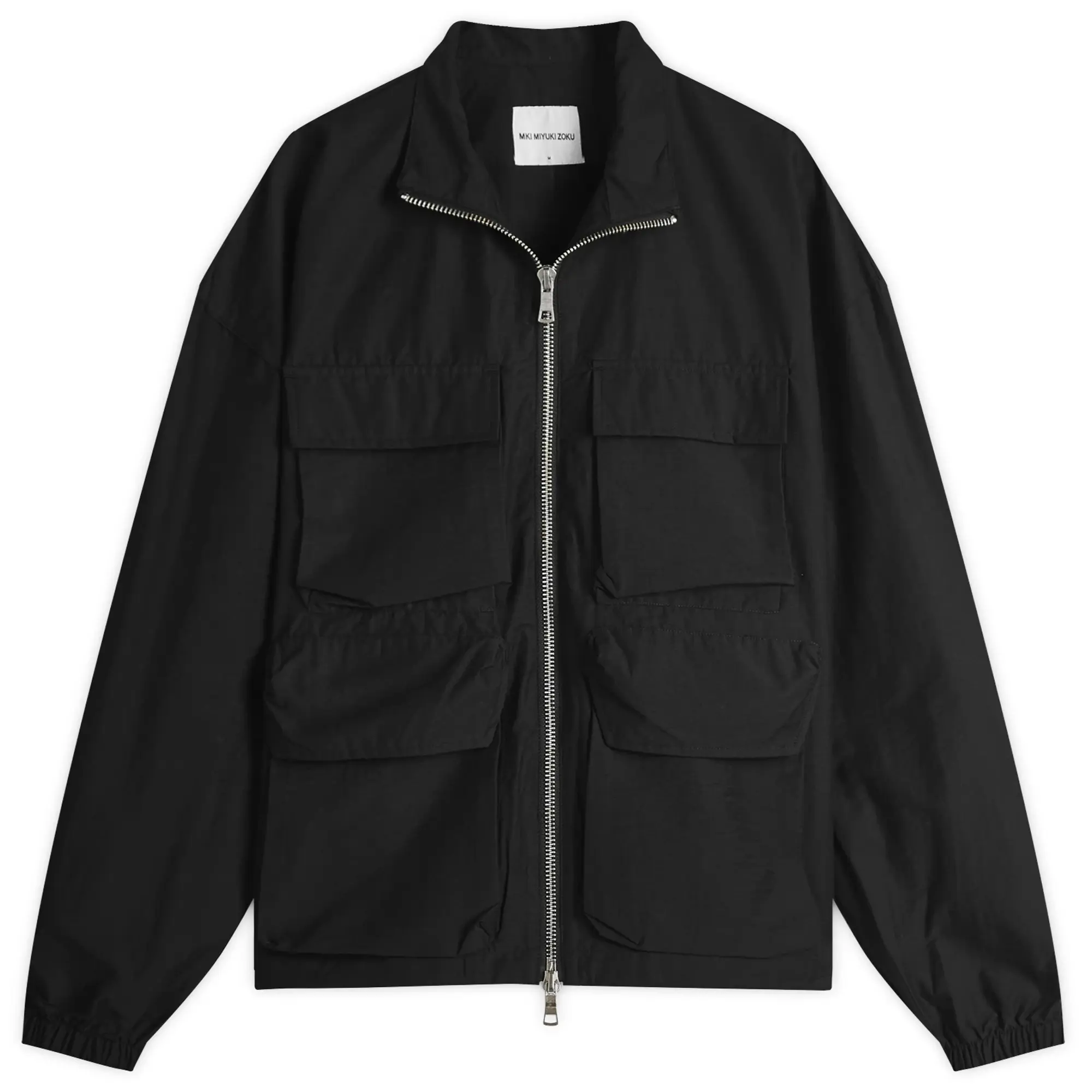 MKI Men's Washed Cotton Nylon Track Jacket Black