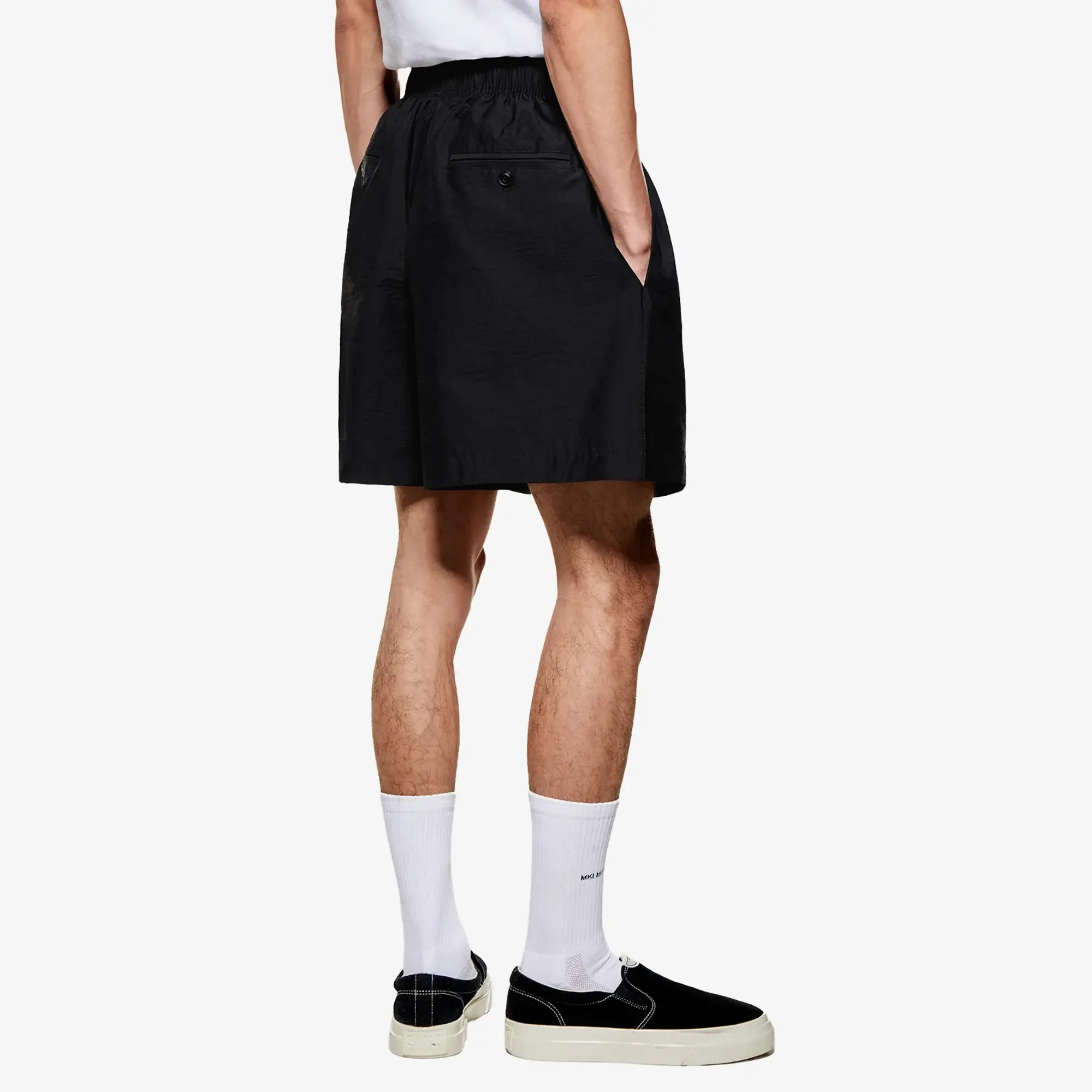 MKI Men's Washed Cotton Nylon Shorts Black