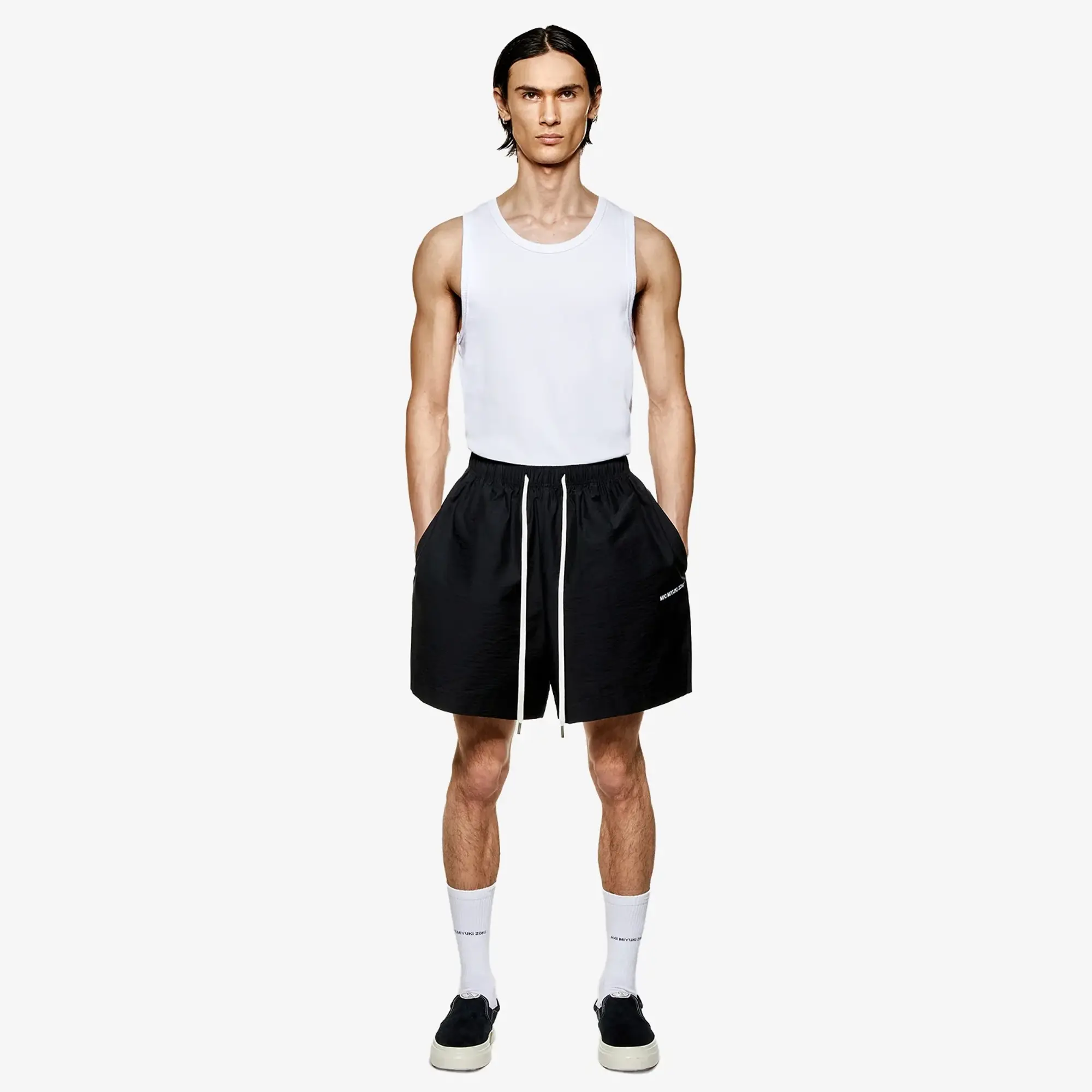 MKI Men's Washed Cotton Nylon Shorts Black