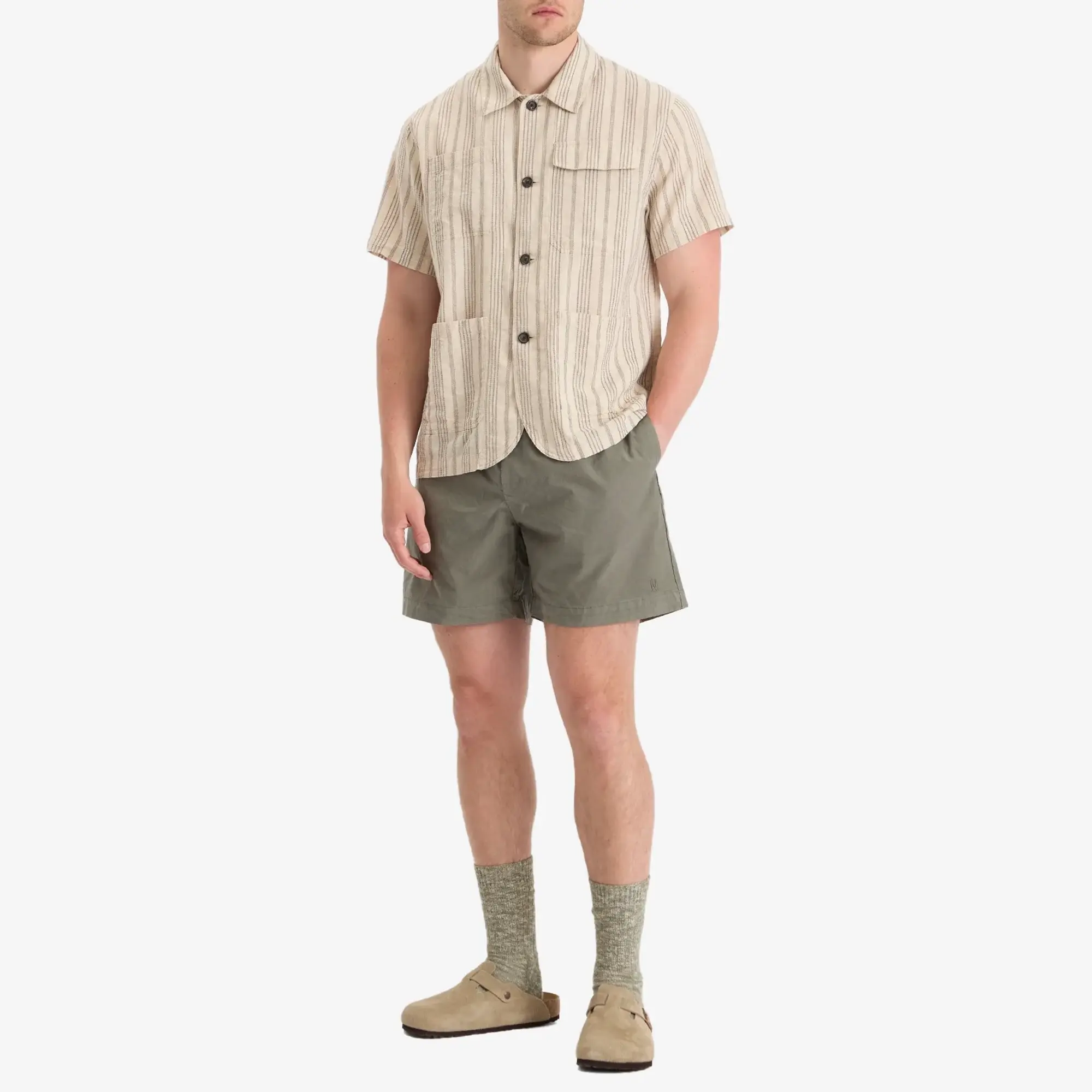 Norse Projects Men's Per Cotton Tencel Shorts Mid Khaki
