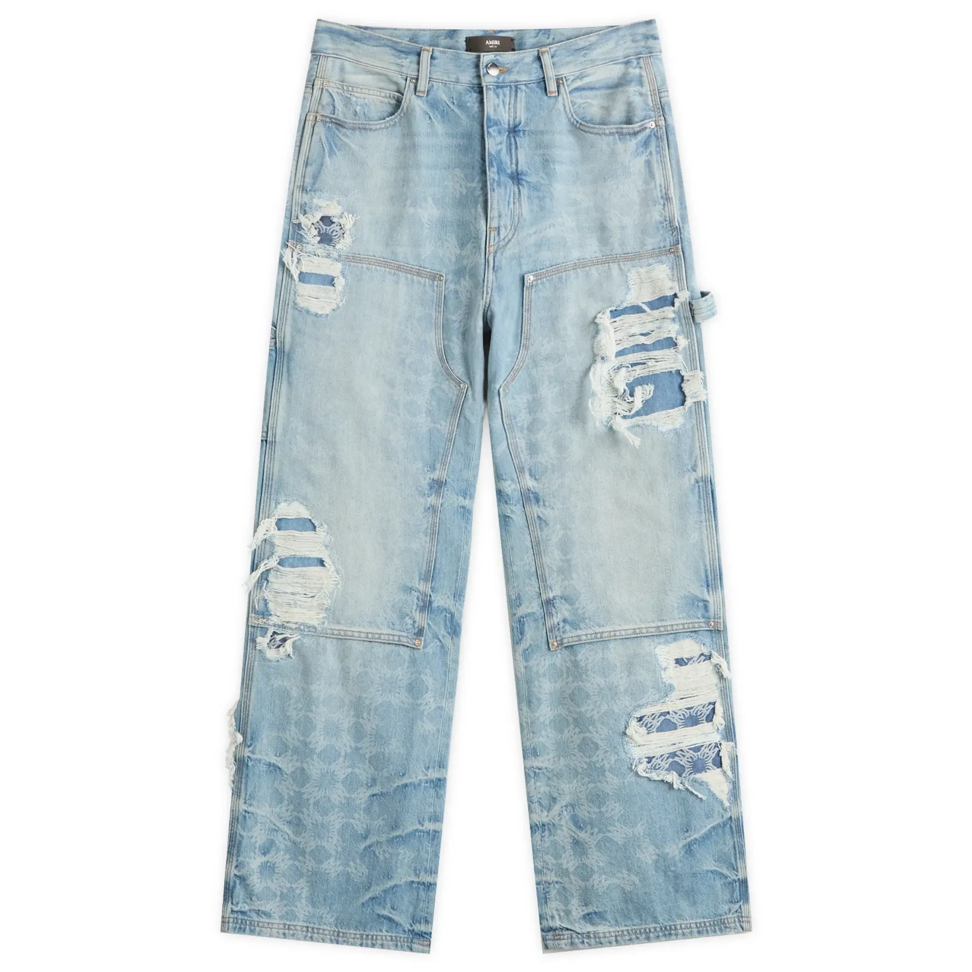 AMIRI Men's Denim Repair Carpenter Jean Faded Indigo