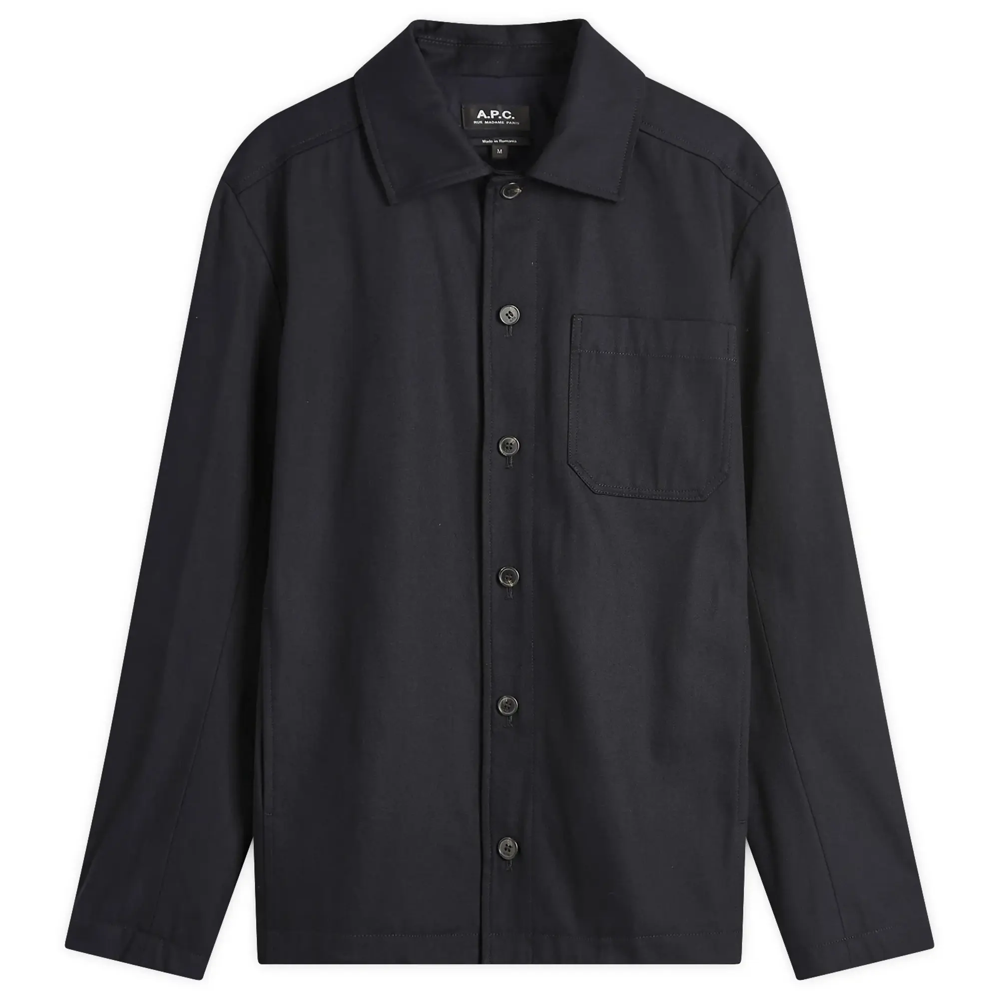 A.P.C. Men's Jeffray Wool Gabardine Shirt Jacket Marine