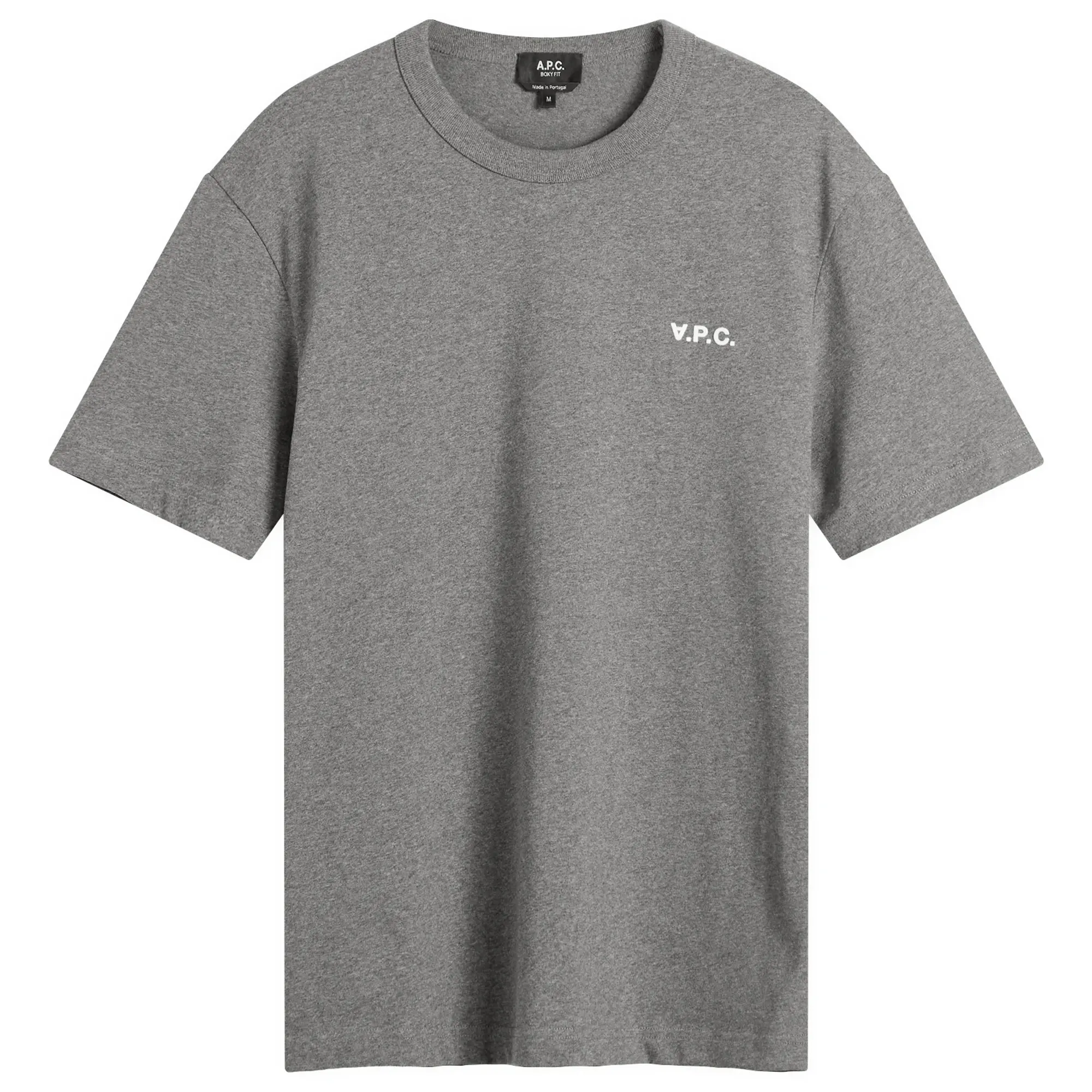A.P.C. Men's Small VPC Logo T-Shirt Heathered Anthracite/White