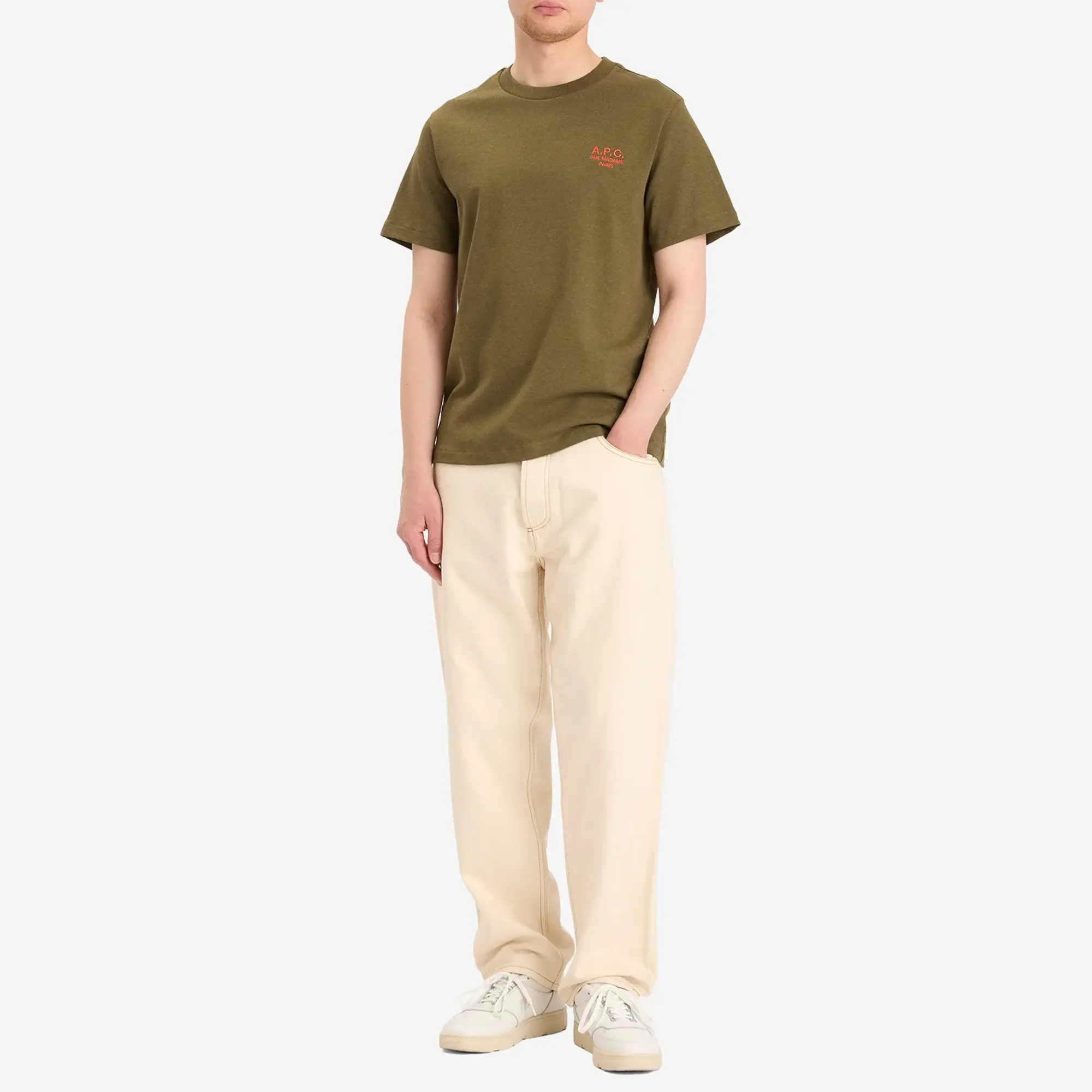 A.P.C. Men's Rue Madame Logo T-Shirt Khaki Marl