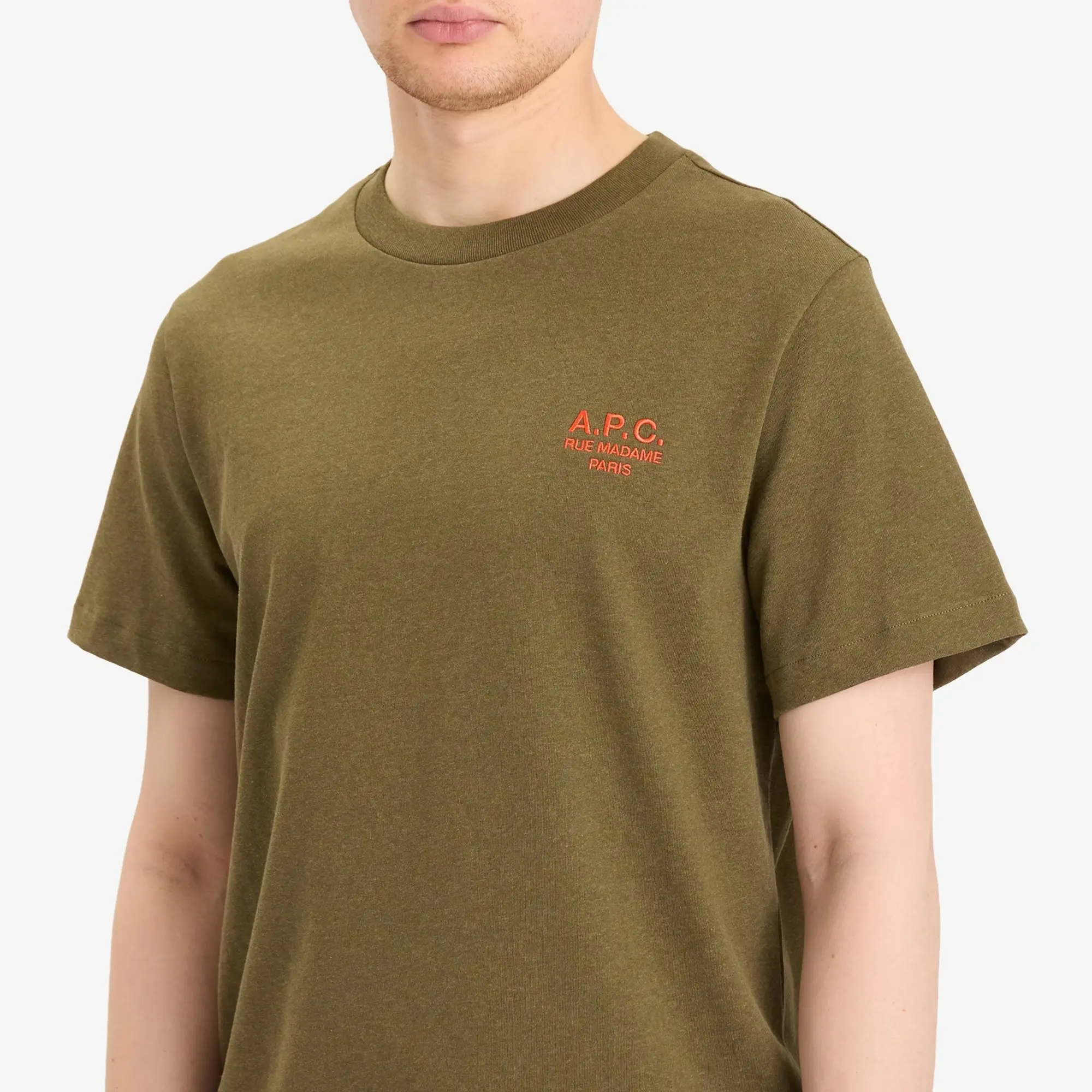 A.P.C. Men's Rue Madame Logo T-Shirt Khaki Marl