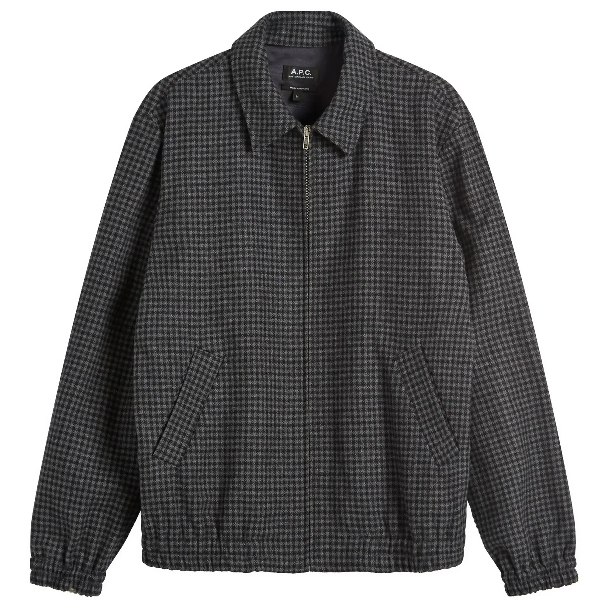 A.P.C. Men's Gilbert Houndstooth Check Wool Jacket Anthracite