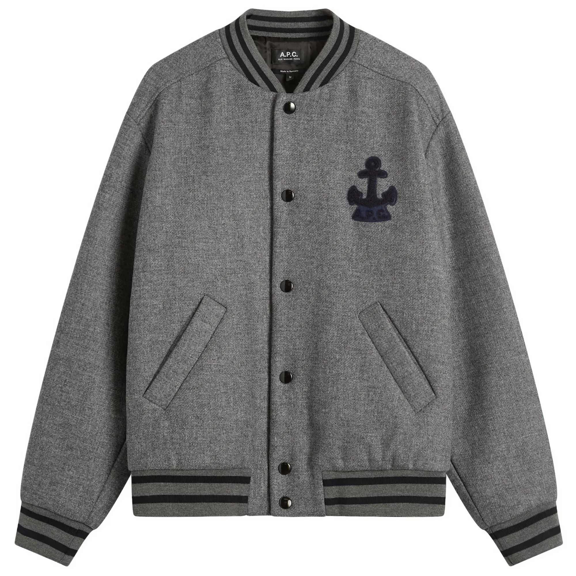 A.P.C. Men's Micka Varsity Jacket Heathered Grey