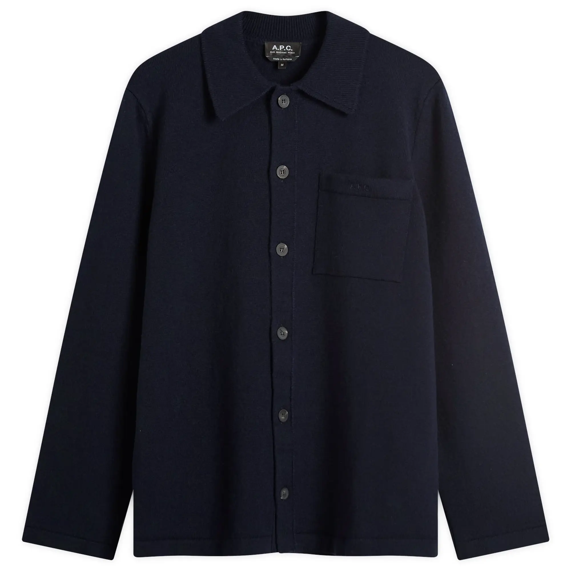 A.P.C. Men's Matti Felted Wool Shirt Jacket Dark Navy