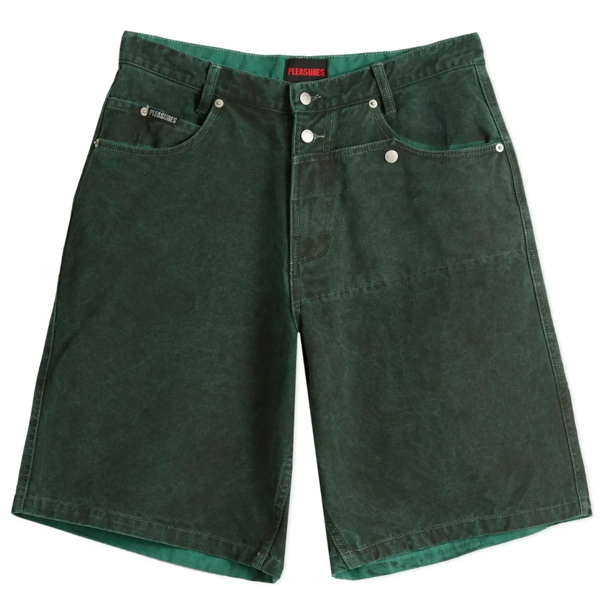 Pleasures Men's Apollo Baggy Denim Shorts Dark Forest