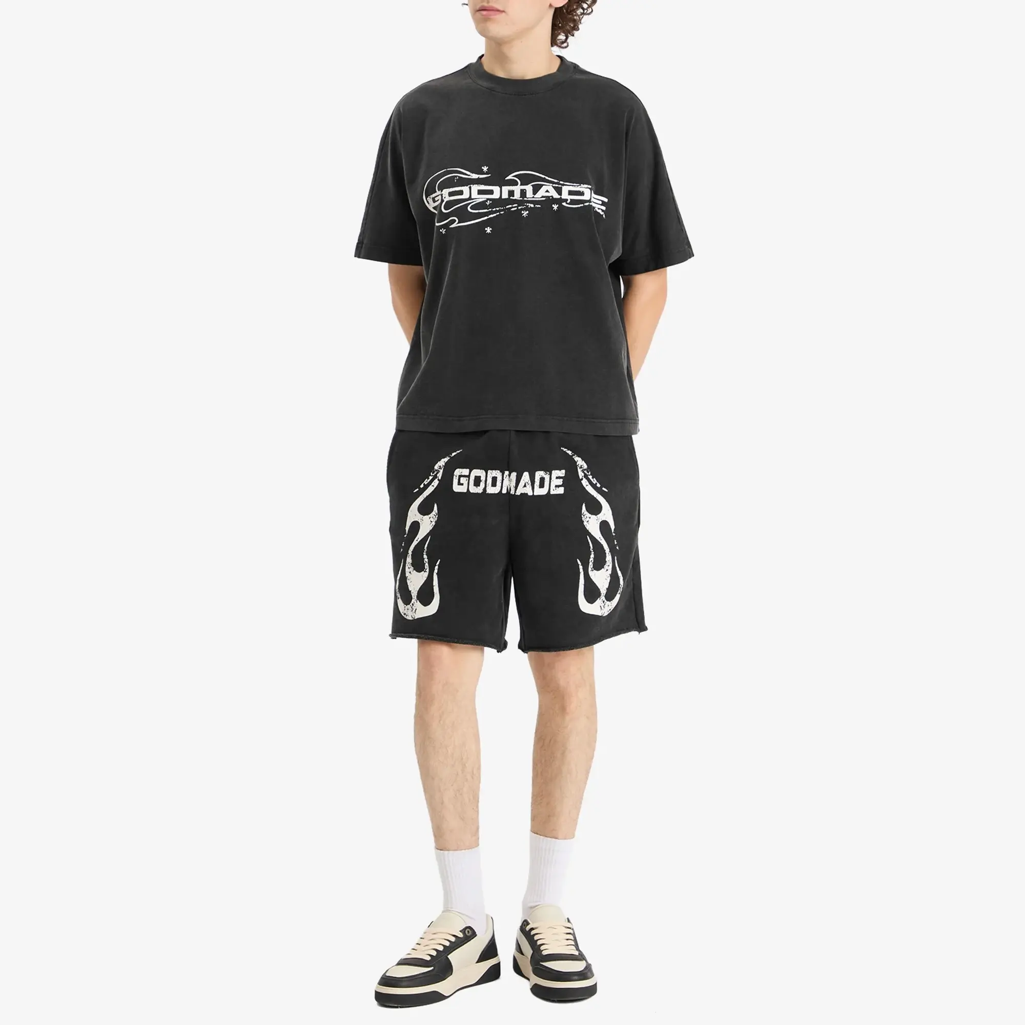 God Made Men's F7 Shorts Washed Black