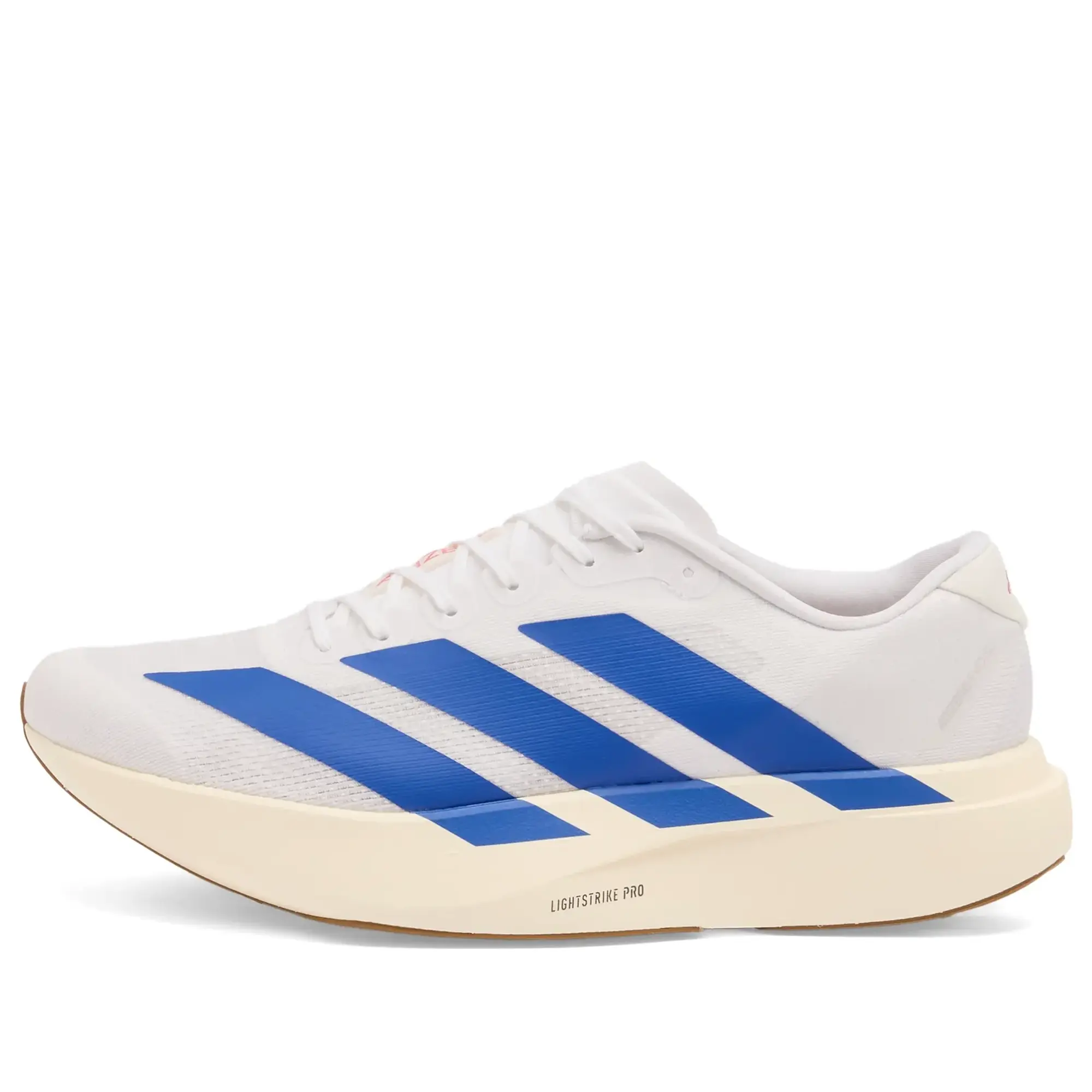 Adidas Men's Adizero Evo Sl Sneaker Ftwr White Team Royal Blue/Pure Ruby