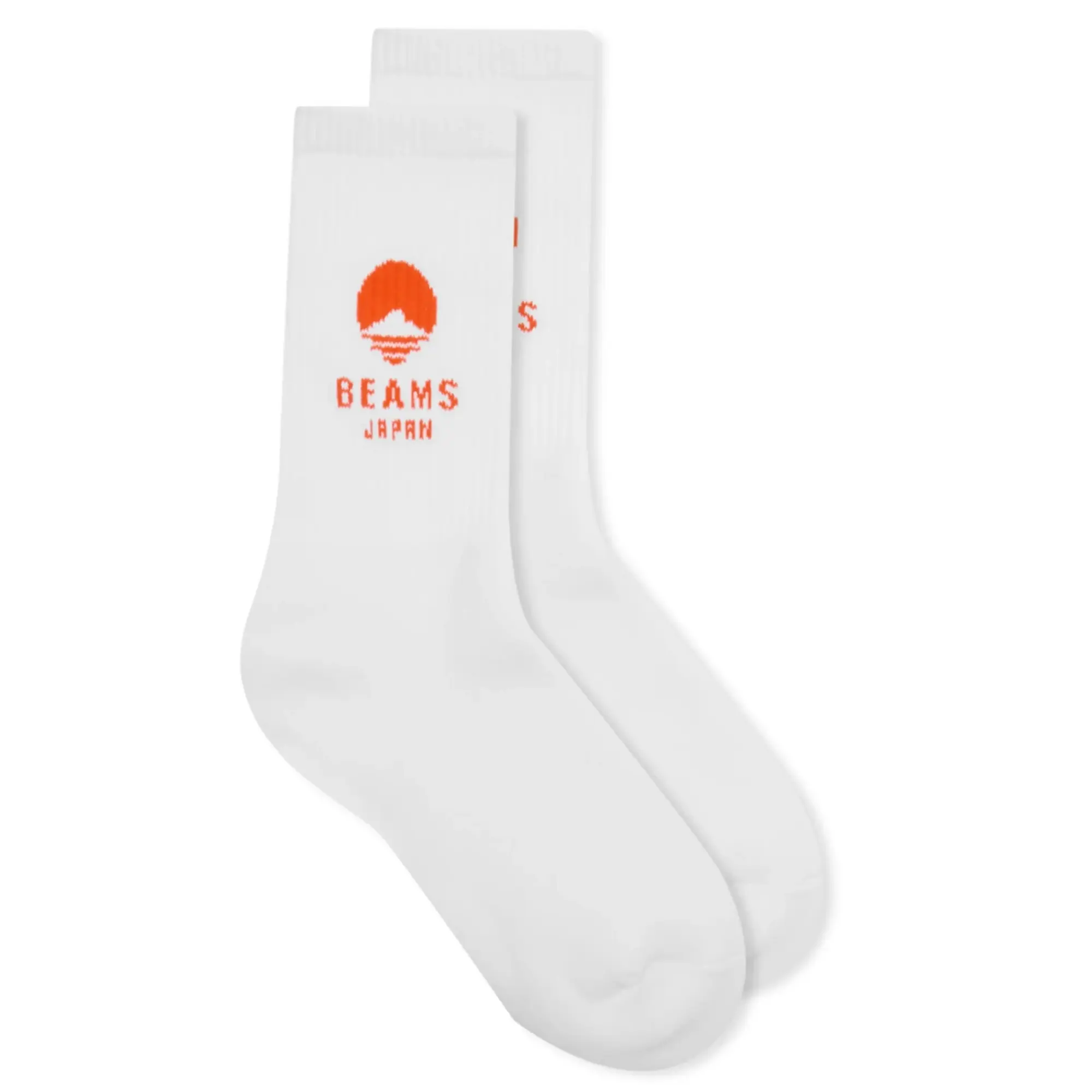 BEAMS JAPAN Logo Socks White/Orange