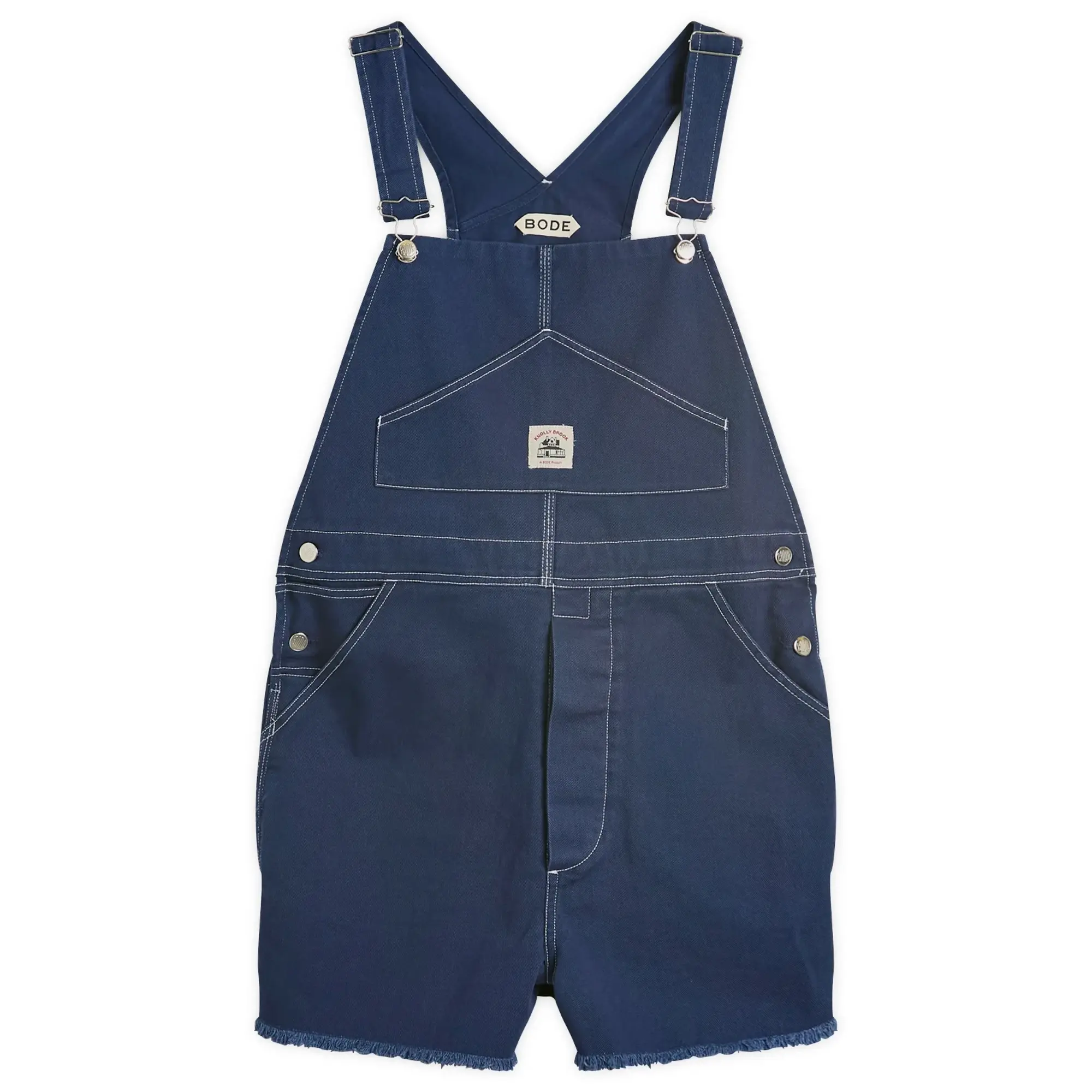 Bode Women's Knolly Brook Overall Shorts Dark Navy