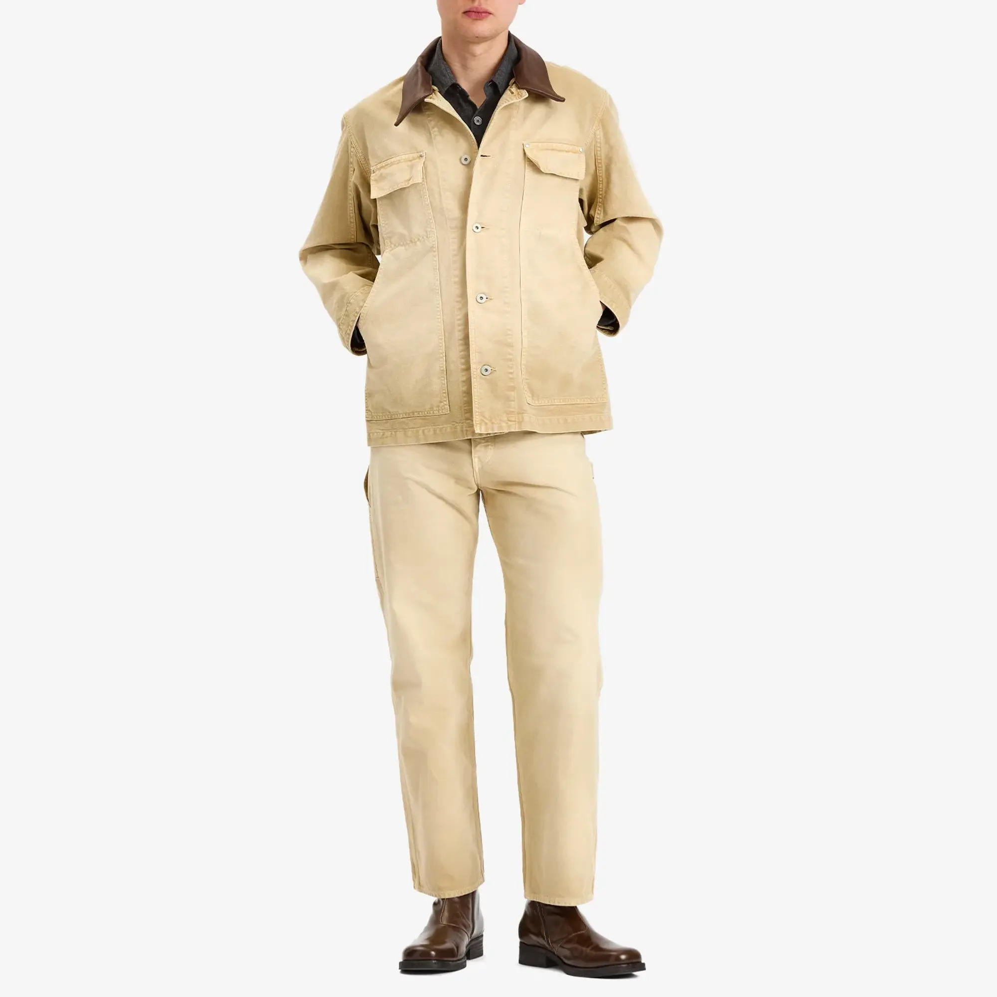 Auralee Men's Organic Cotton Duck Blouson Light Beige
