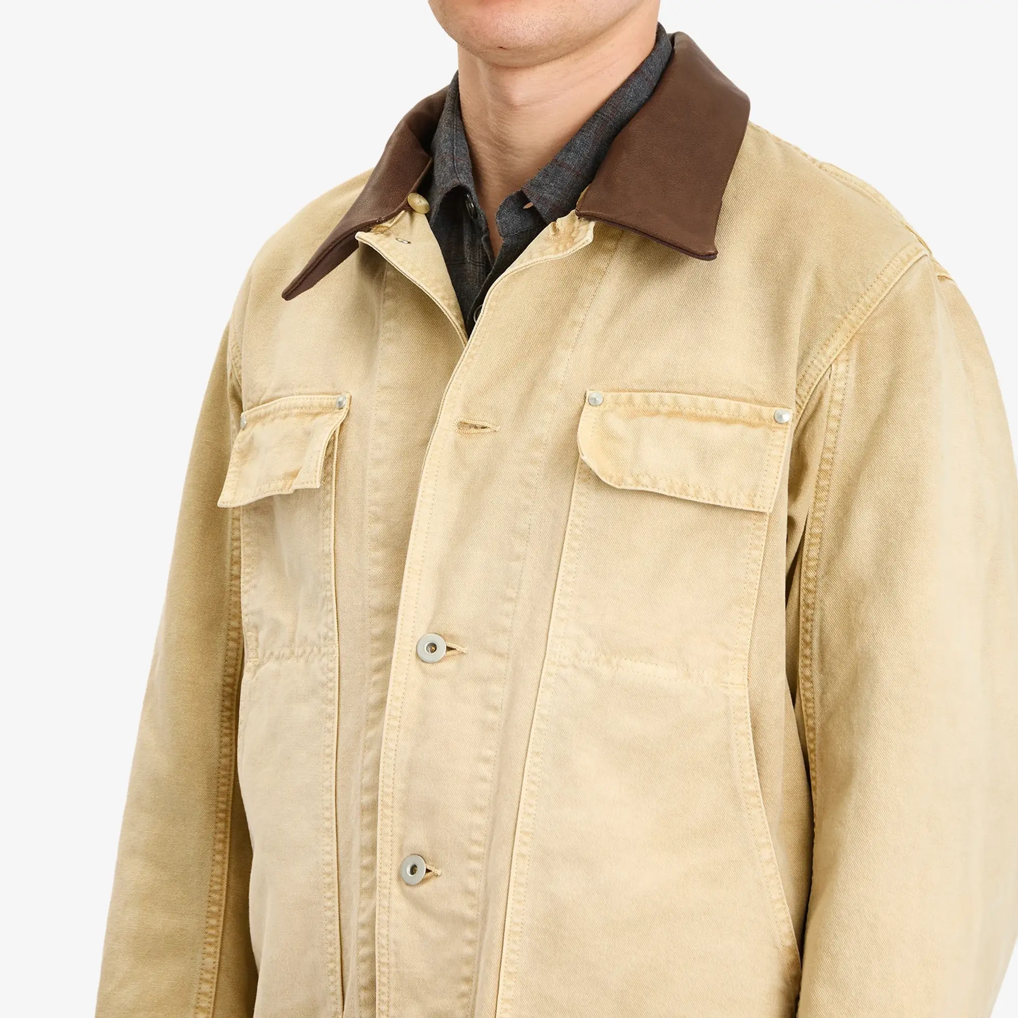 Auralee Men's Organic Cotton Duck Blouson Light Beige