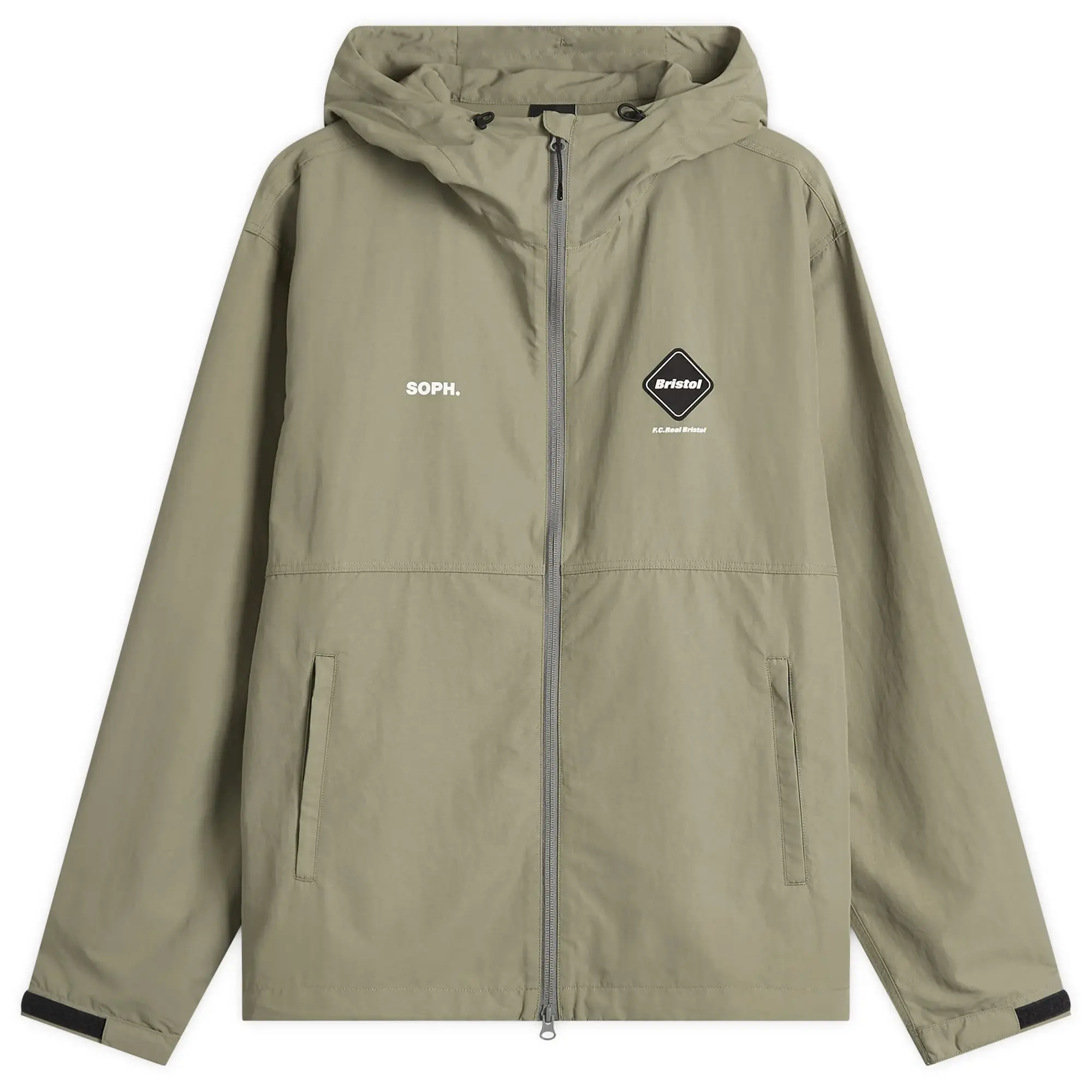 F.C. Real Bristol Men's Supplex Nylon Hooded Jacket Khaki