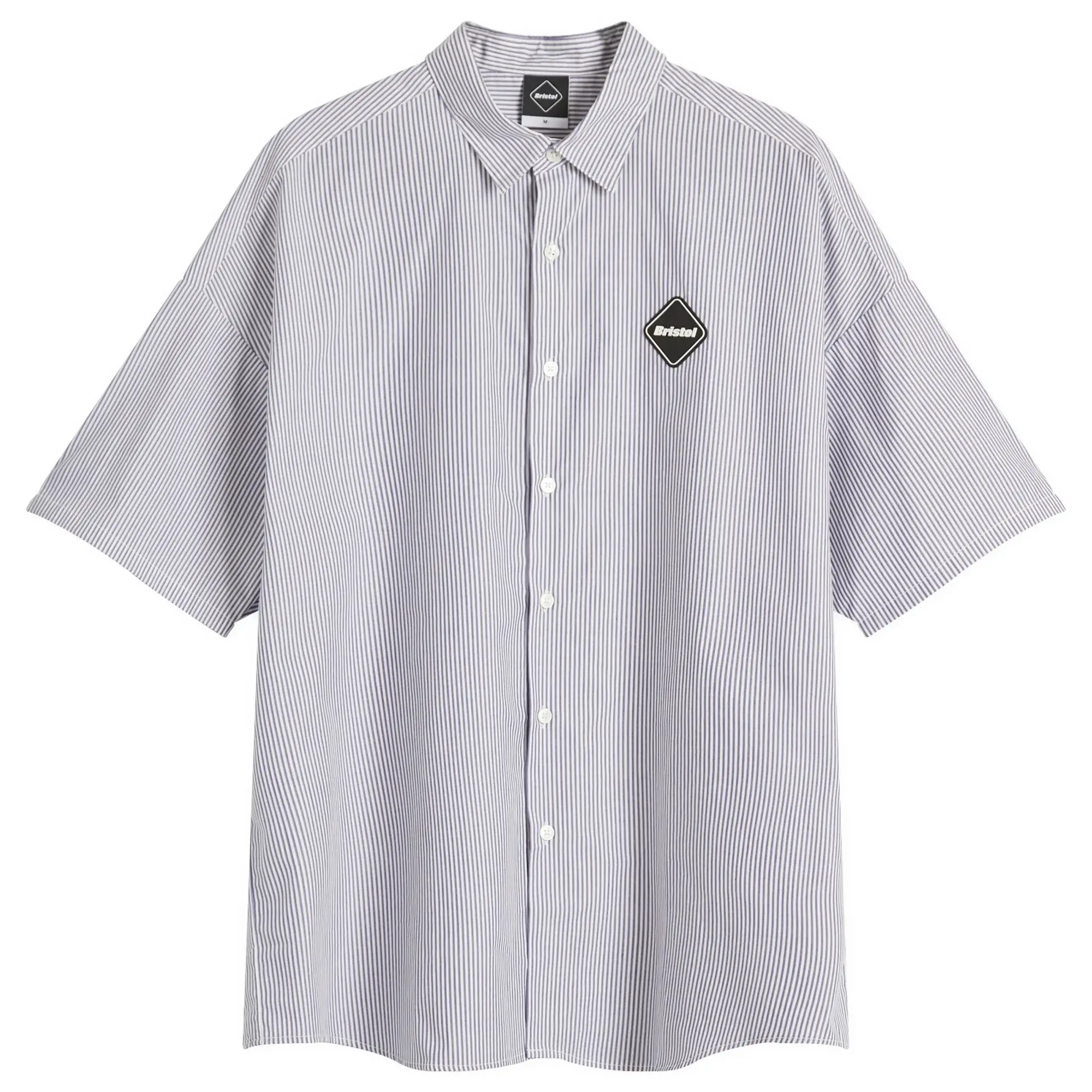 F.C. Real Bristol Men's Big Logo Baggy Shirt Navy Stripe