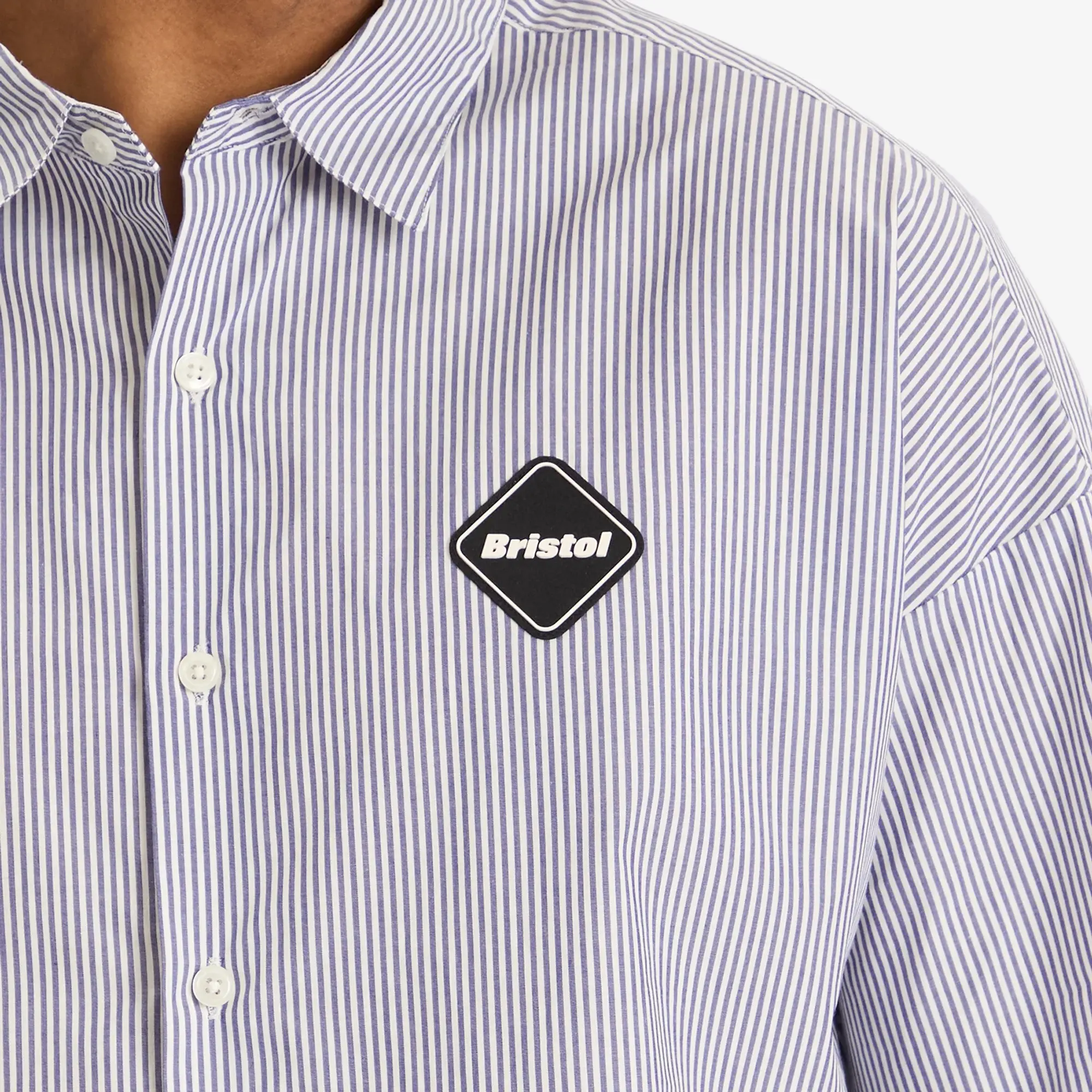 F.C. Real Bristol Men's Big Logo Baggy Shirt Navy Stripe