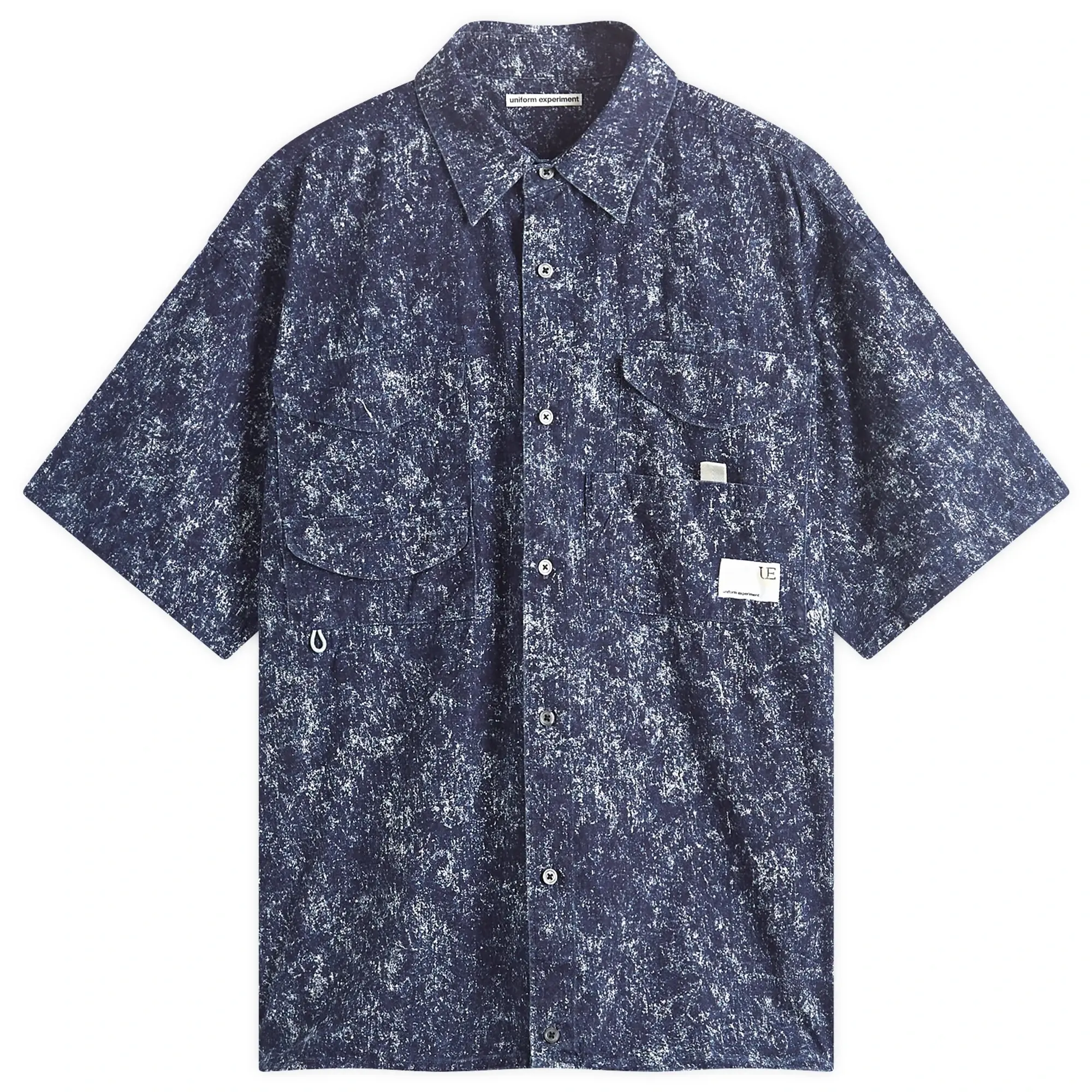 Uniform Experiment Men's Indigo Print Fishing Shirt White