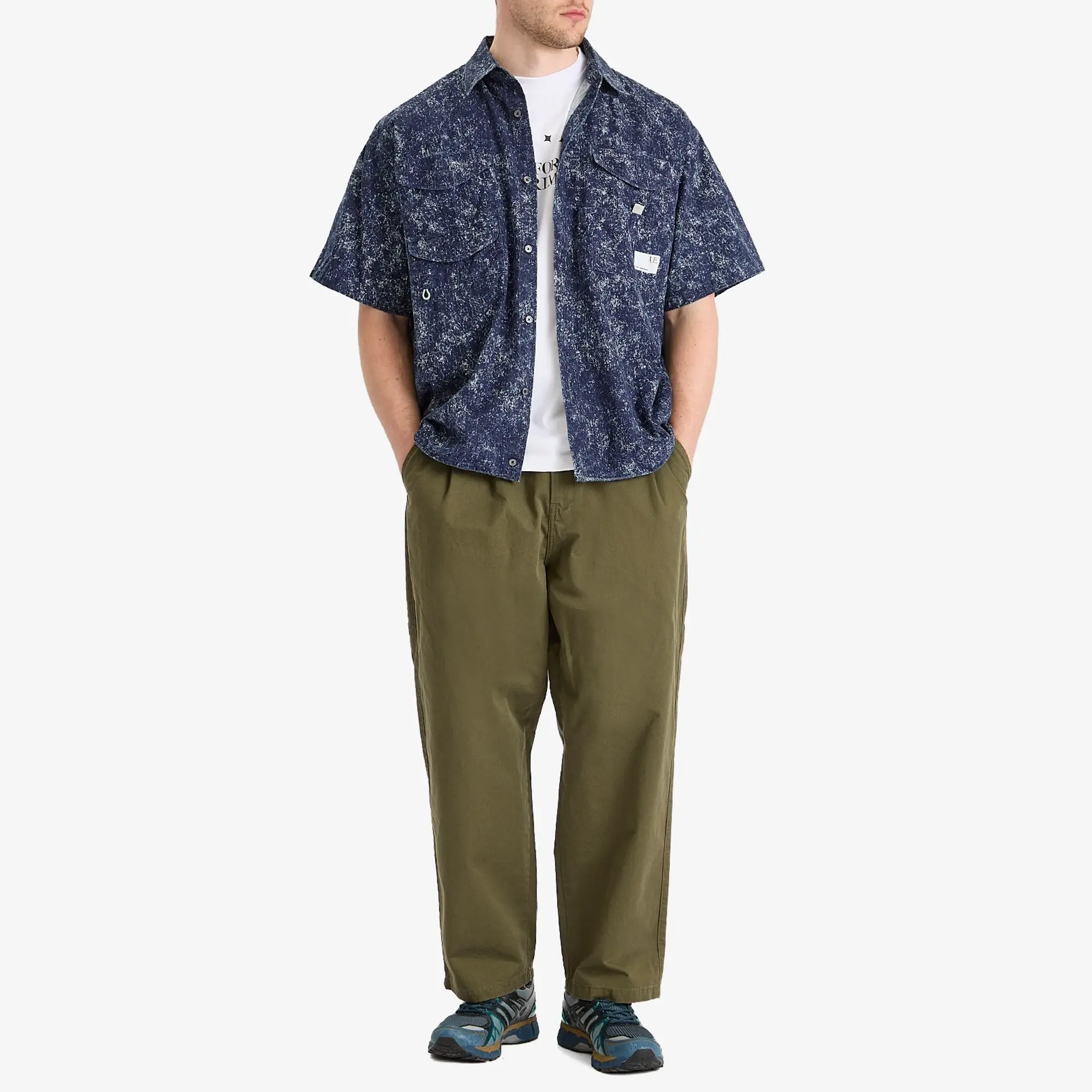 Uniform Experiment Men's Indigo Print Fishing Shirt White