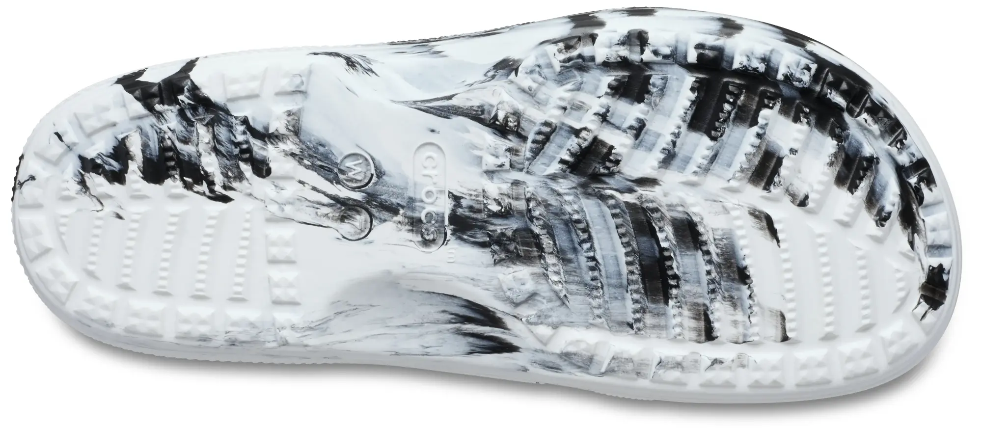 Crocs | Women | Classic Marbled Icon | Slides | Black / White | 3