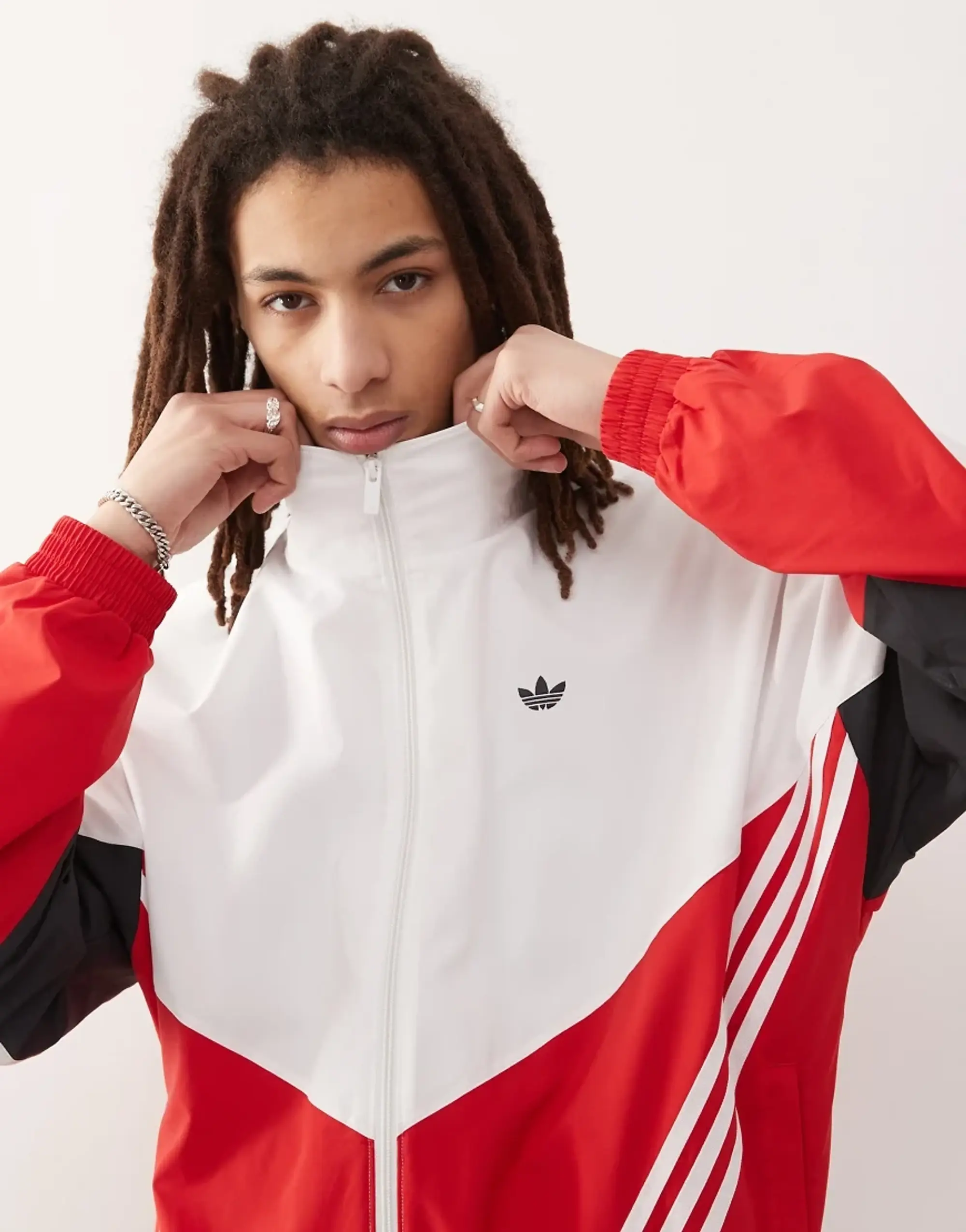 Adidas Originals Track Top In White And Red