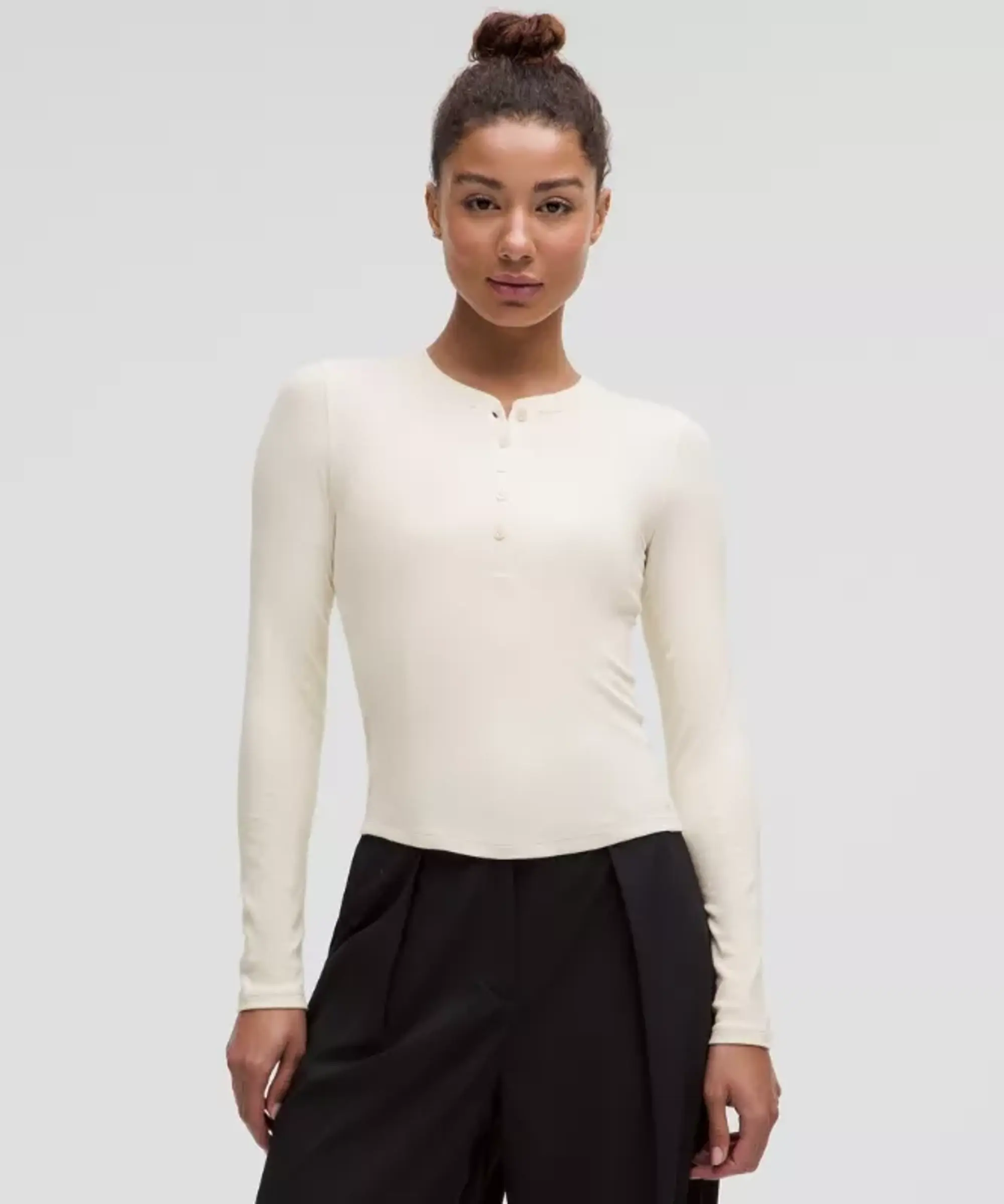 lululemon – Women's Hold Tight Long-Sleeve Henley Top – Color White – Size 14
