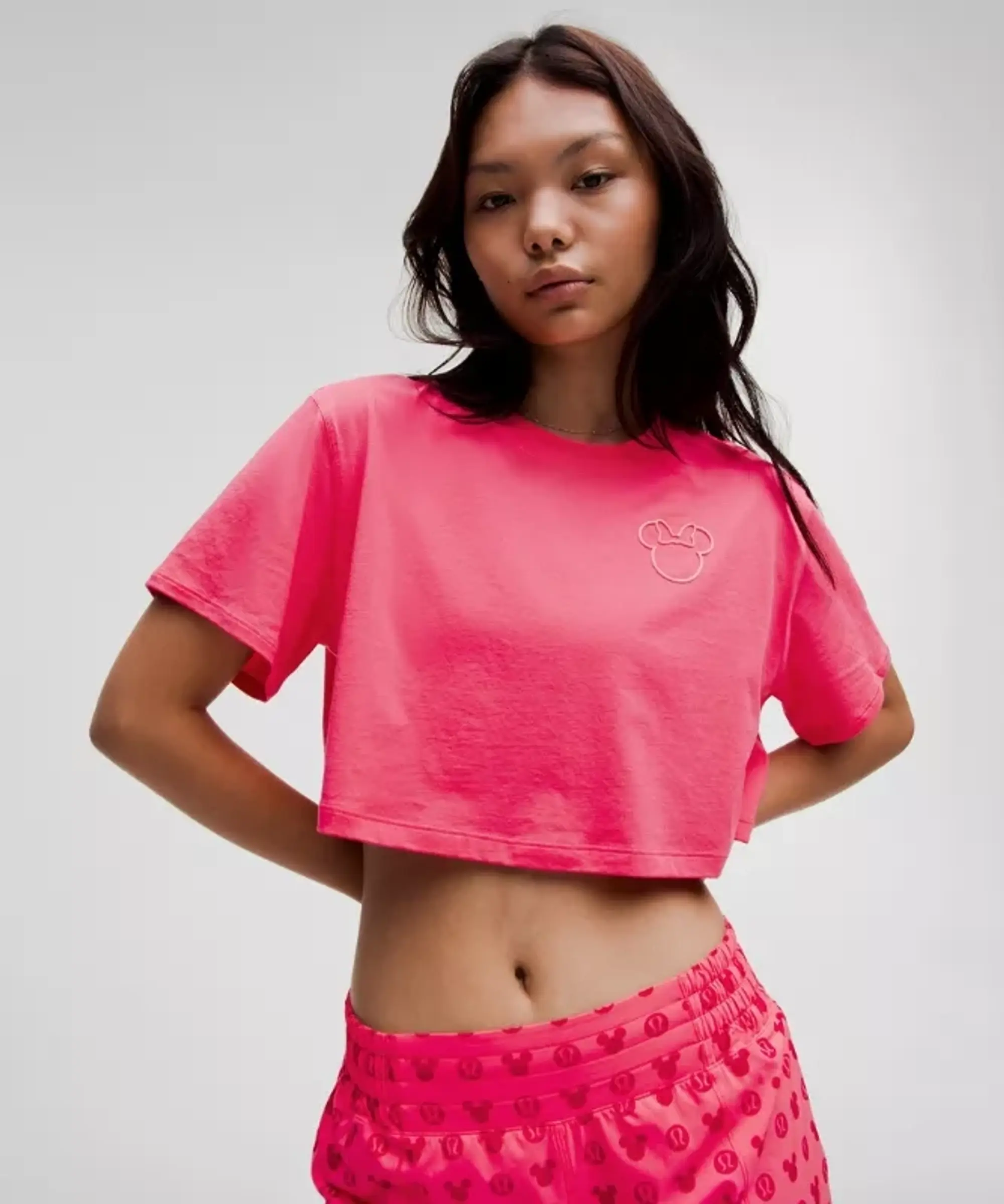 lululemon – Women's Disney x All Yours Cropped T-Shirt – Color Neon/Pink – Size 4