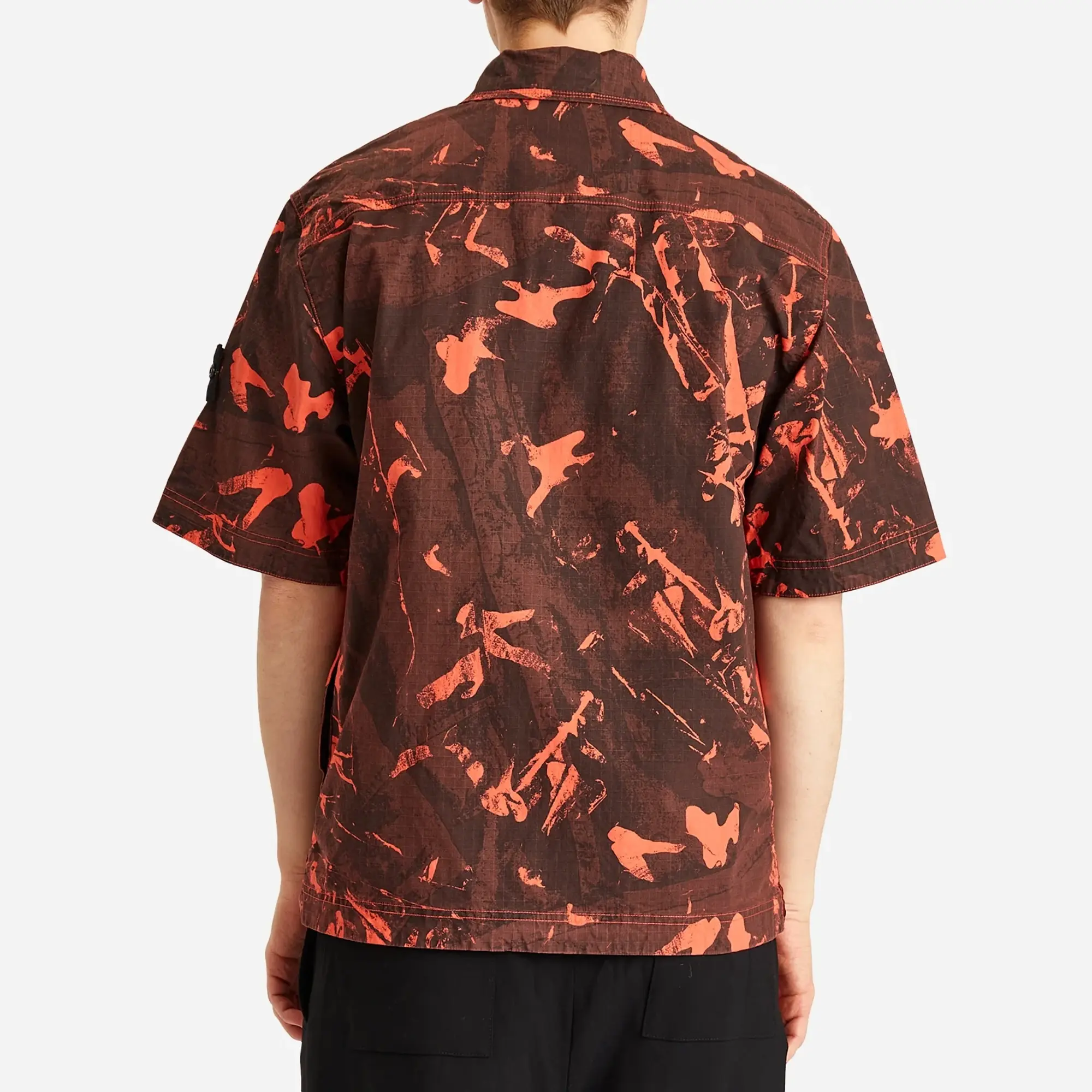 Stone Island Men's Scan Camo Ripstop-OVD Short Sleeve Shirt Black