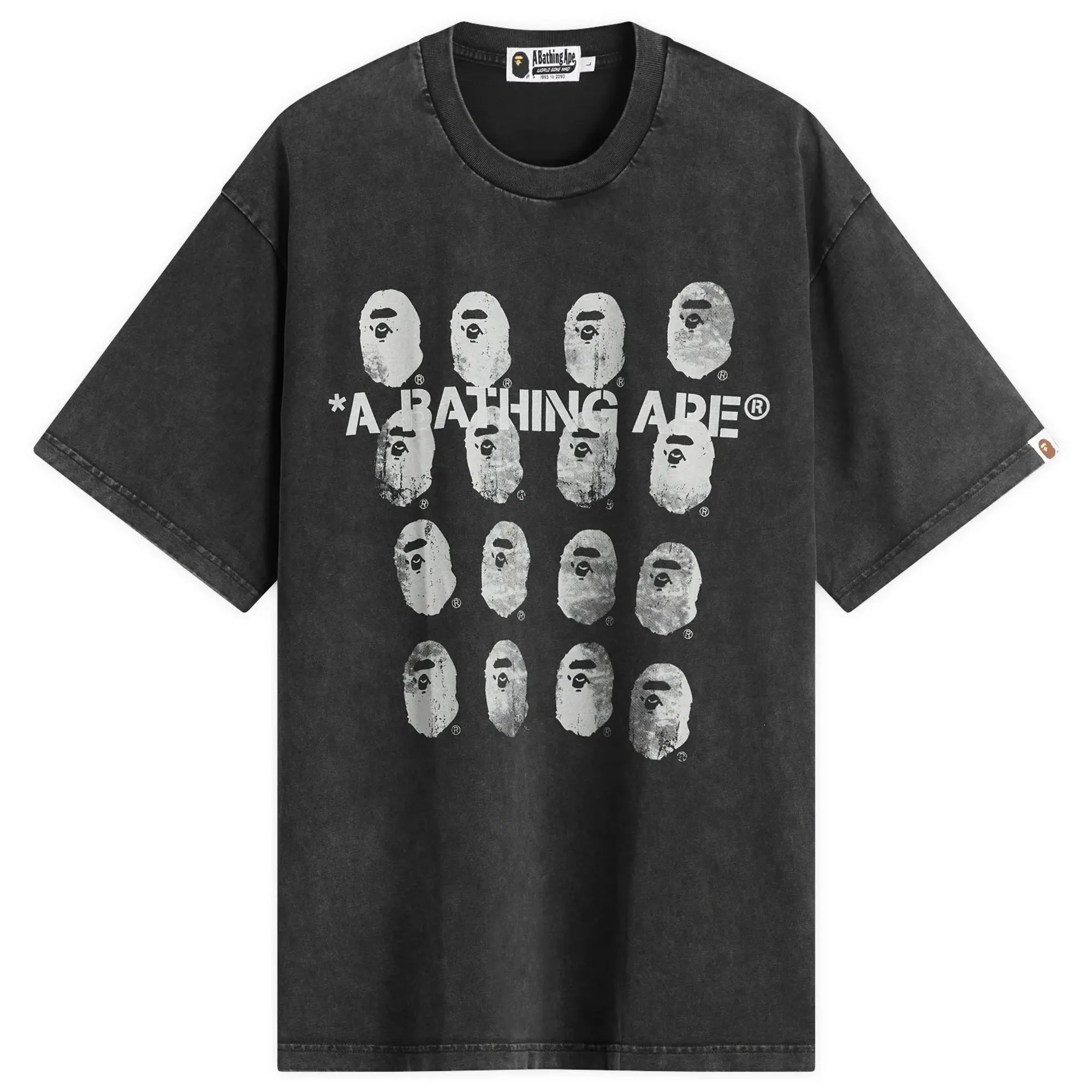 A Bathing Ape Men's Garment Dye Logo Relaxed Fit Tee Black