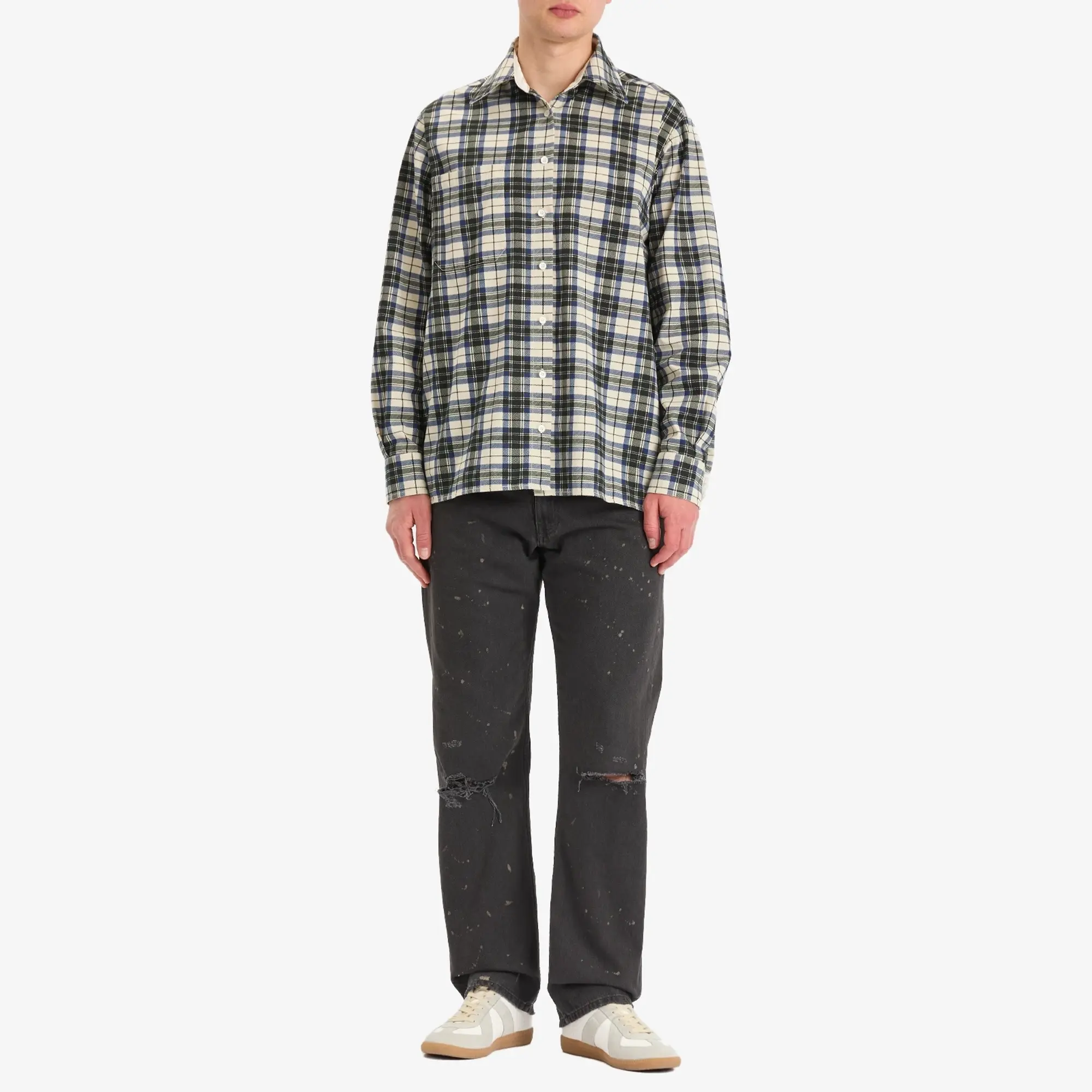 MM6 Maison Margiela Men's Reversible Plaid Check Shirt Black/White