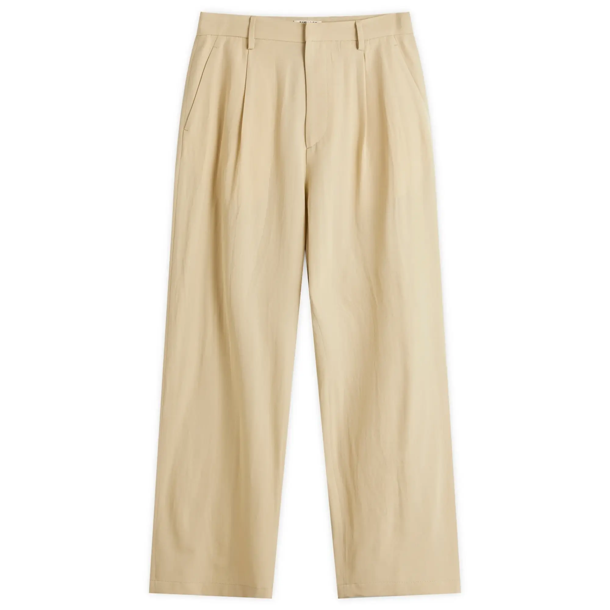 Auralee Men's Light Cotton Wool Viyella Slacks Light Khaki