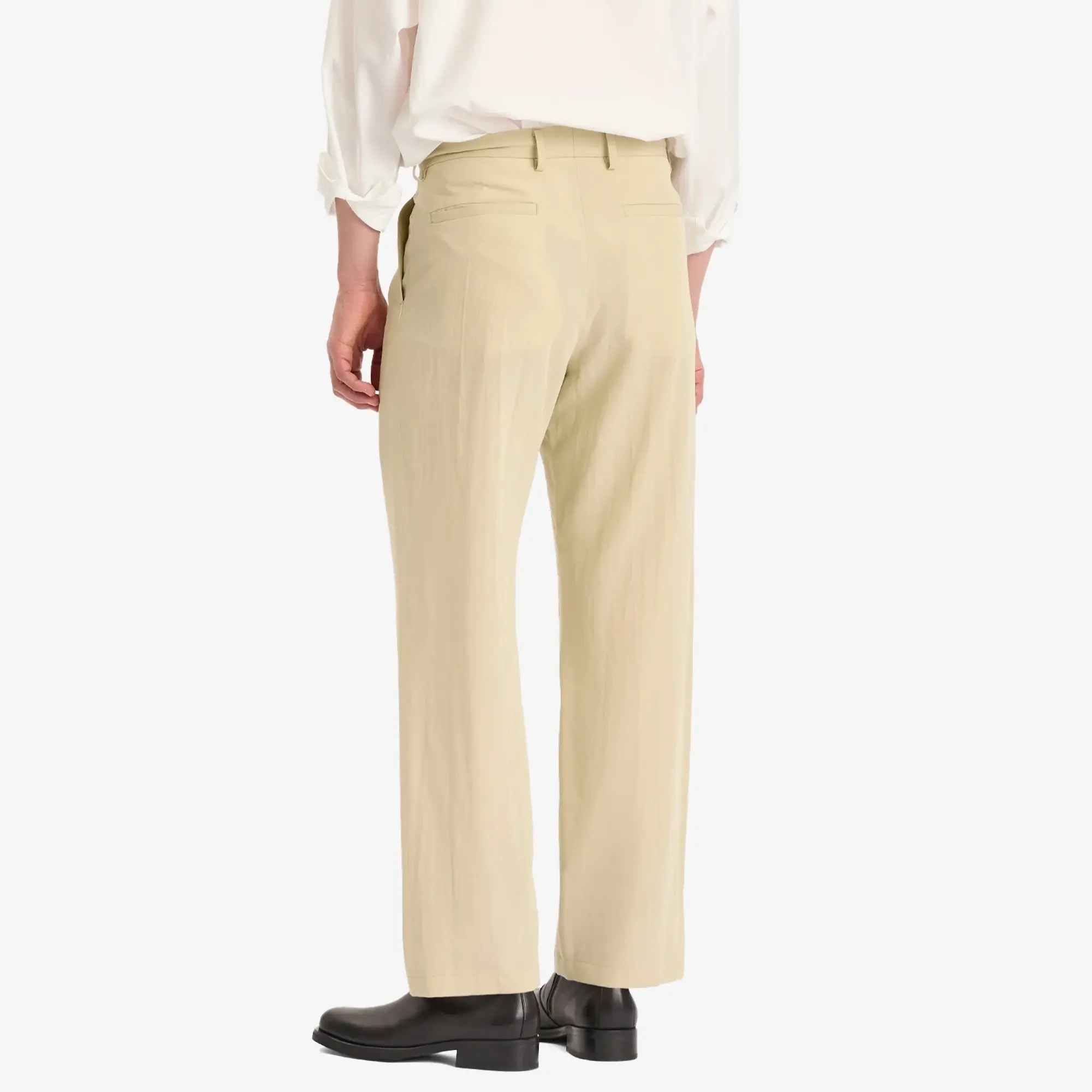 Auralee Men's Light Cotton Wool Viyella Slacks Light Khaki