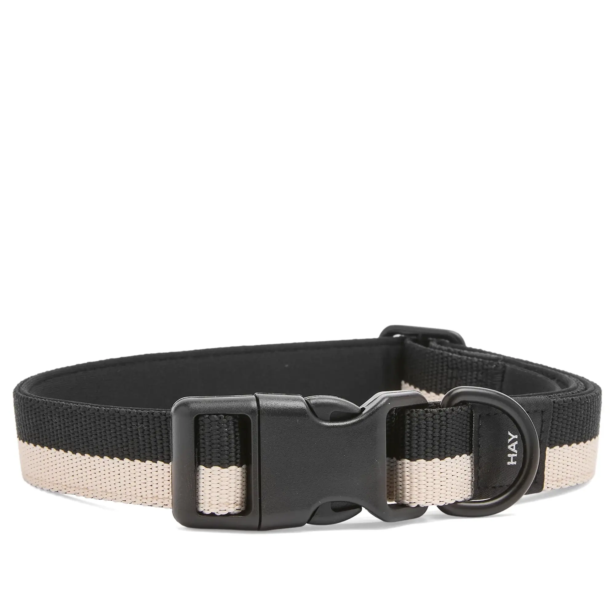 HAY Flat Dog Collar - Medium/Large Black/White