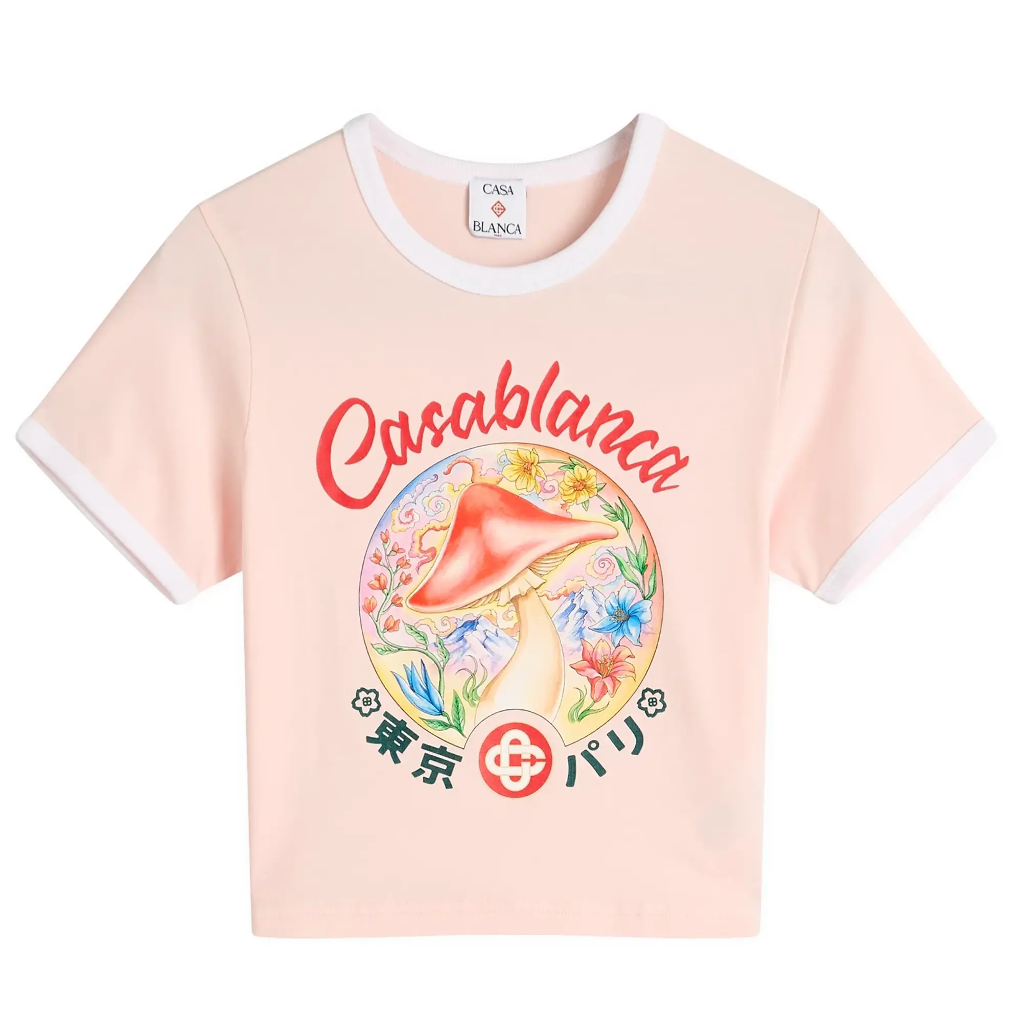 Casablanca Women's Mushroom Emblem Printed Baby T-Shirt Pink