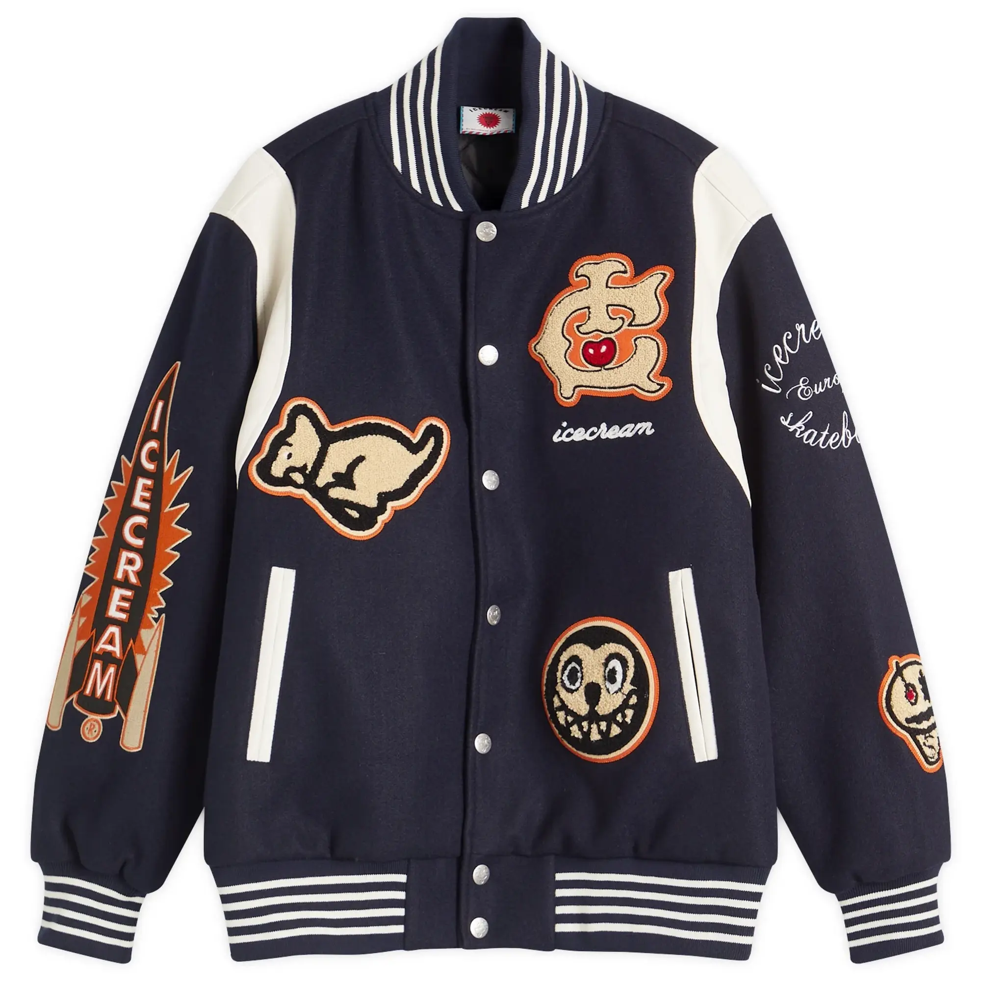 ICECREAM Men's Collegiate Patch Varsity Jacket Navy