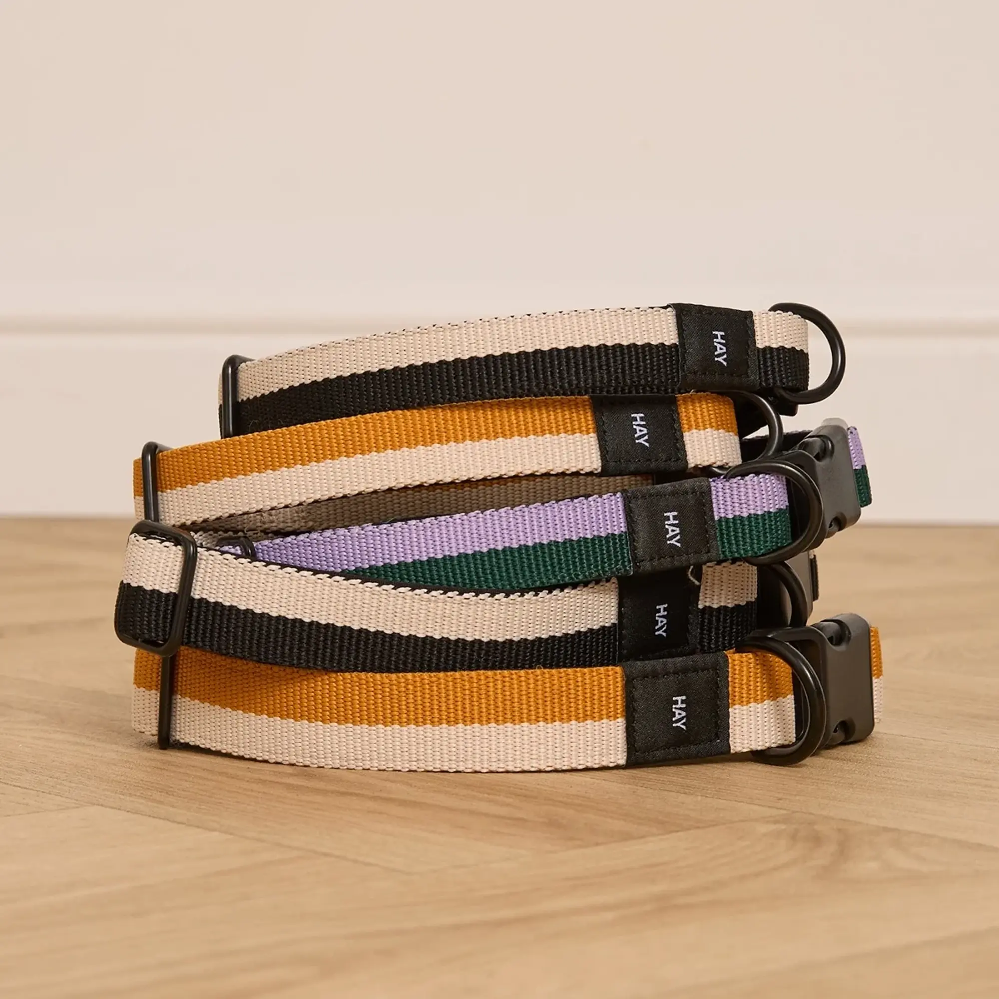 HAY Flat Dog Collar - Small/Medium Off-White/Ochre