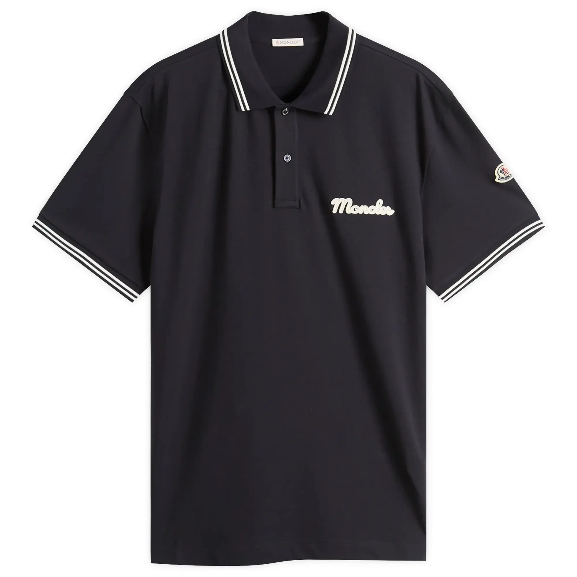 Moncler Men's Short Sleeve Logo Polo Navy