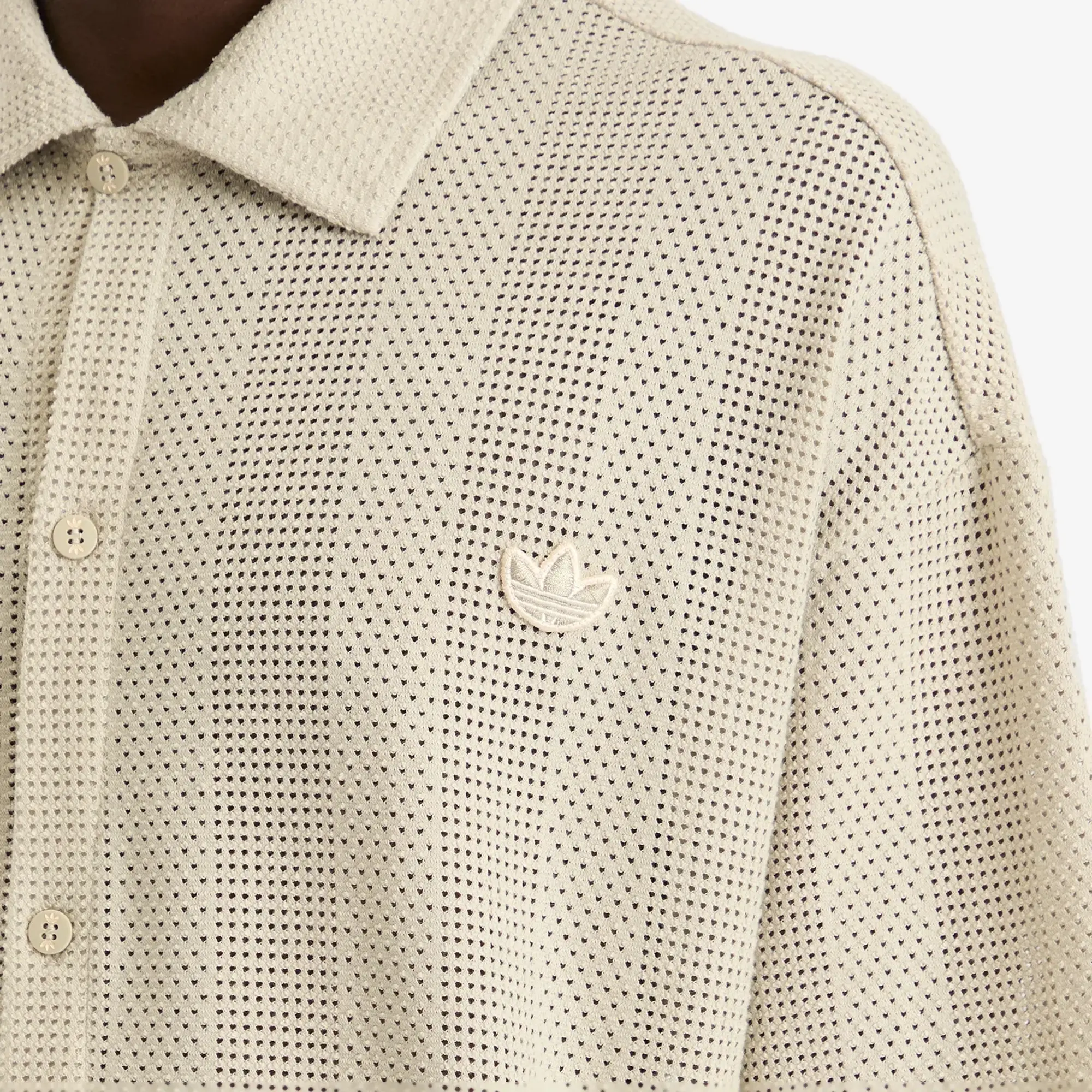 Adidas Men's Summer Knit Shooting Long-Sleeve Top Putty Grey/Wonder White
