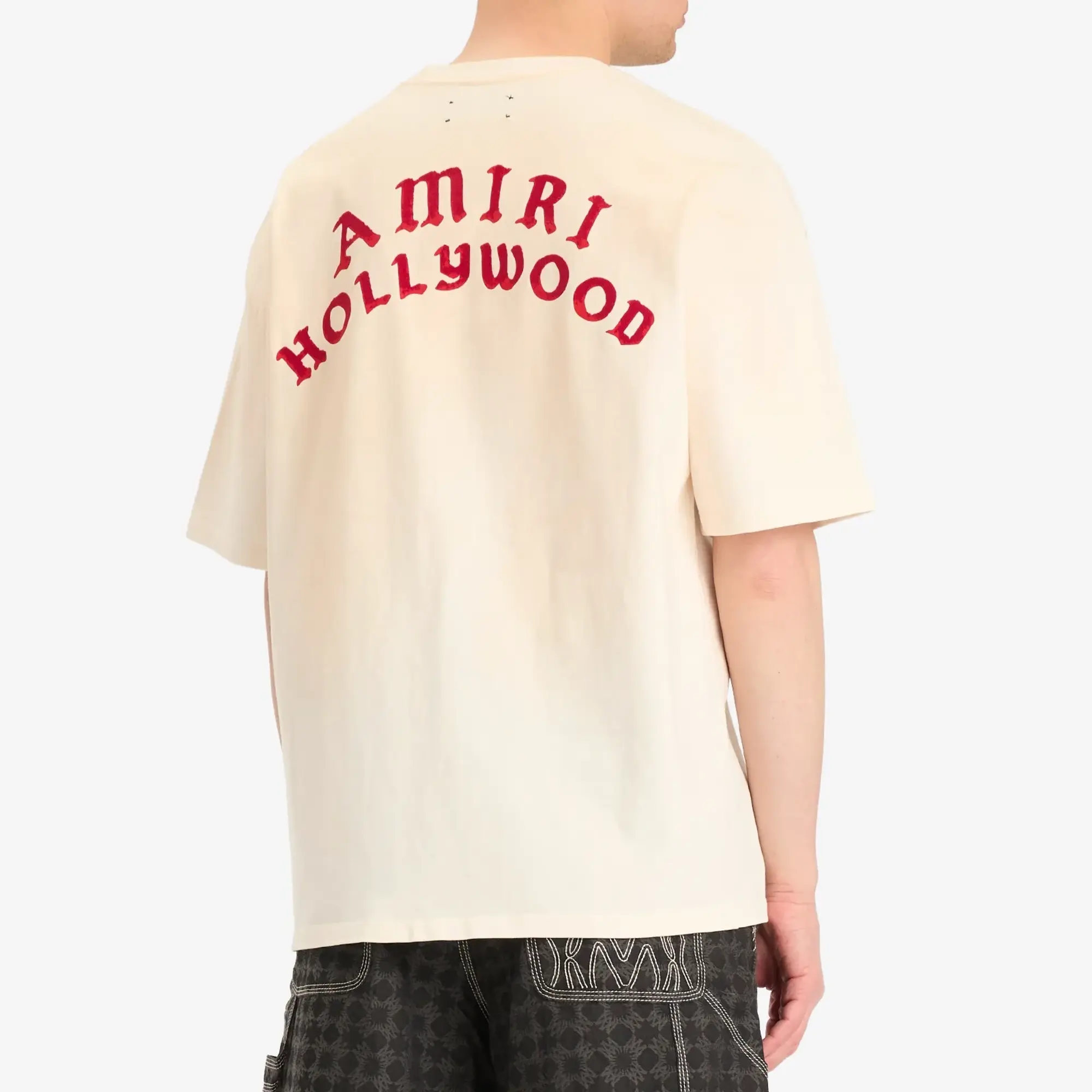 AMIRI Men's AMIRI Men's Hollywood Oversized Tee Ivory Red