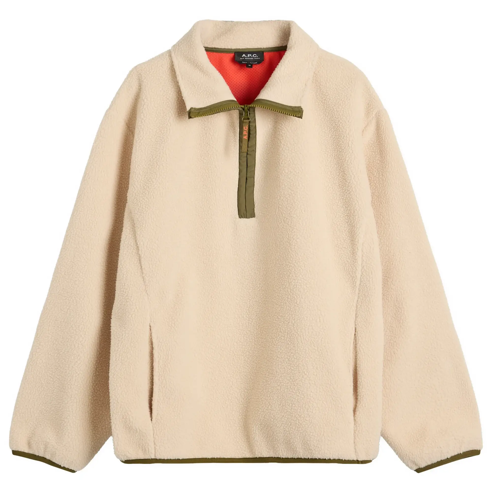 A.P.C. Men's Willy Sherpa Fleece Half Zip Off White