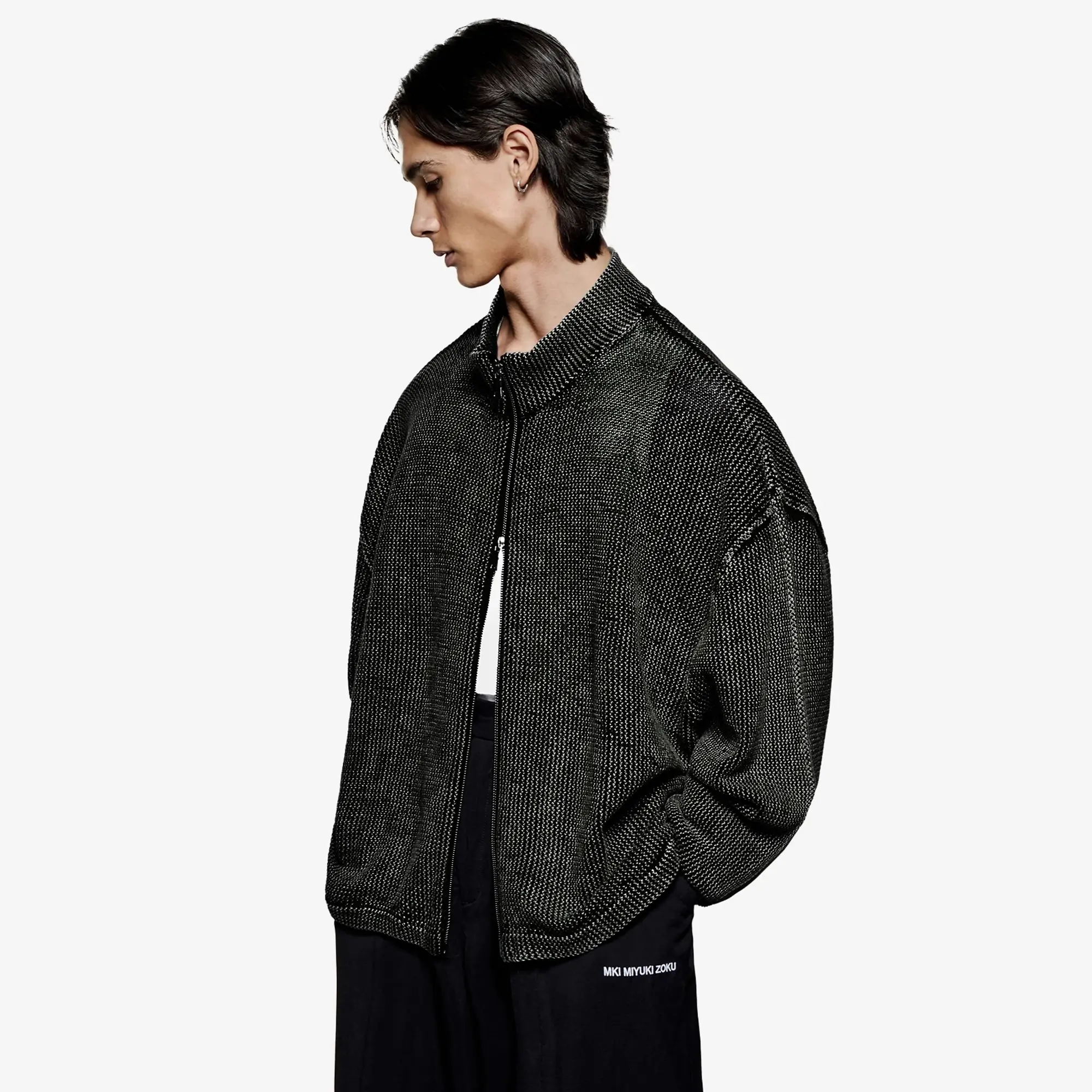 MKI Men's Pigment Dyed Loose Gauge Track Jacket Pigment Black